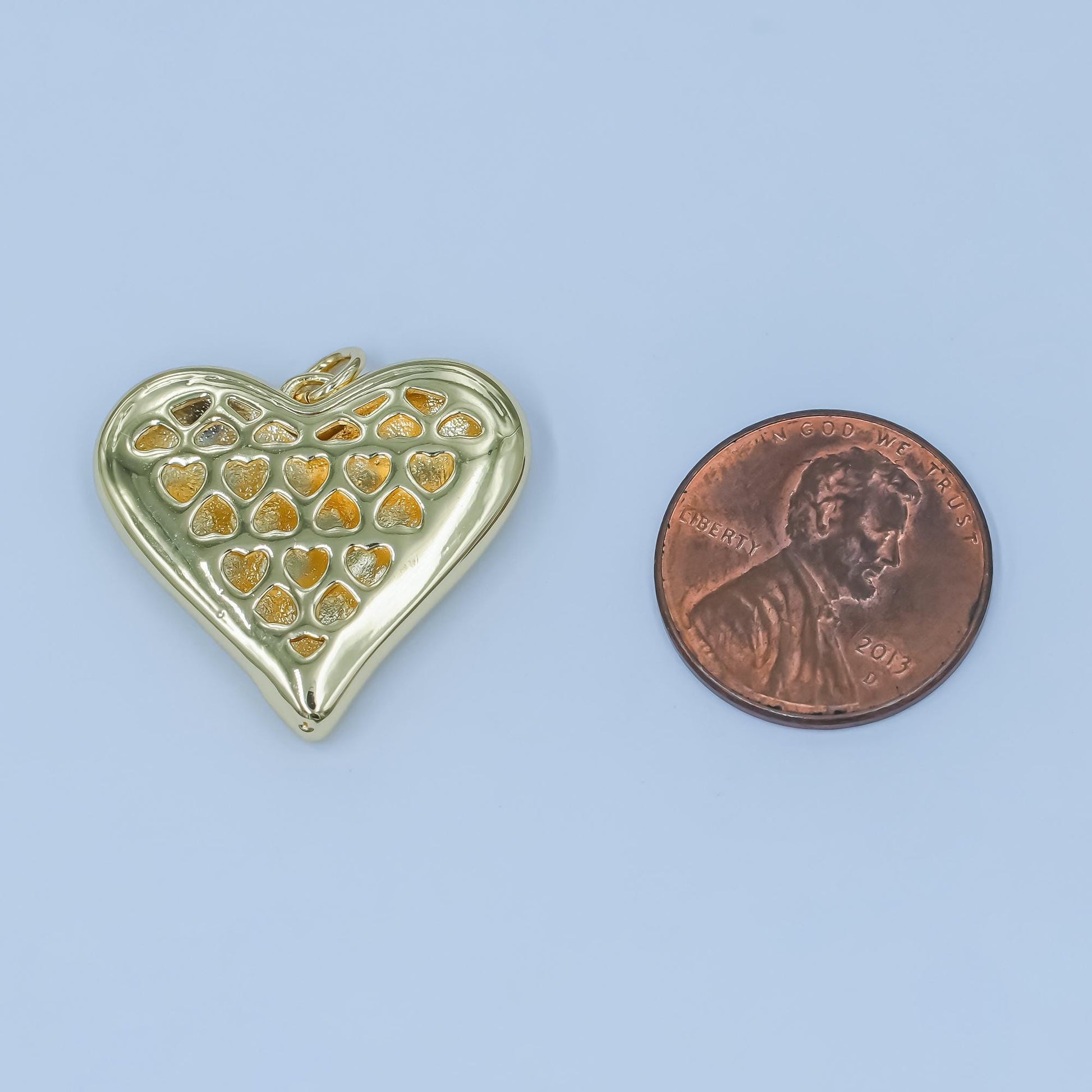 Dainty gold heart charm Love pendant for necklace bracelet earring component N-080