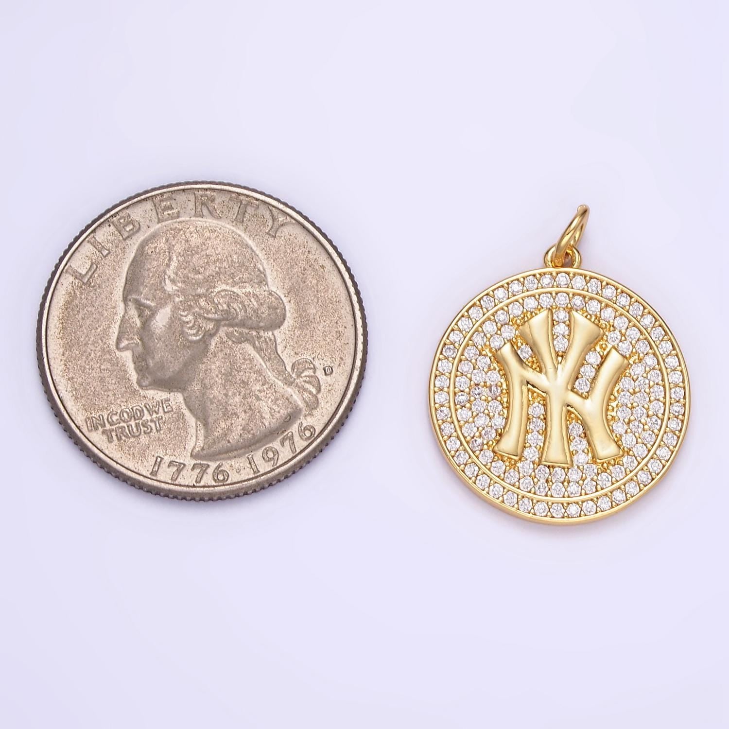 Coin cz gold new york charm State Travel Charm minimalist jewelry micro Medallion Pendant for necklace bracelet Supply D-525