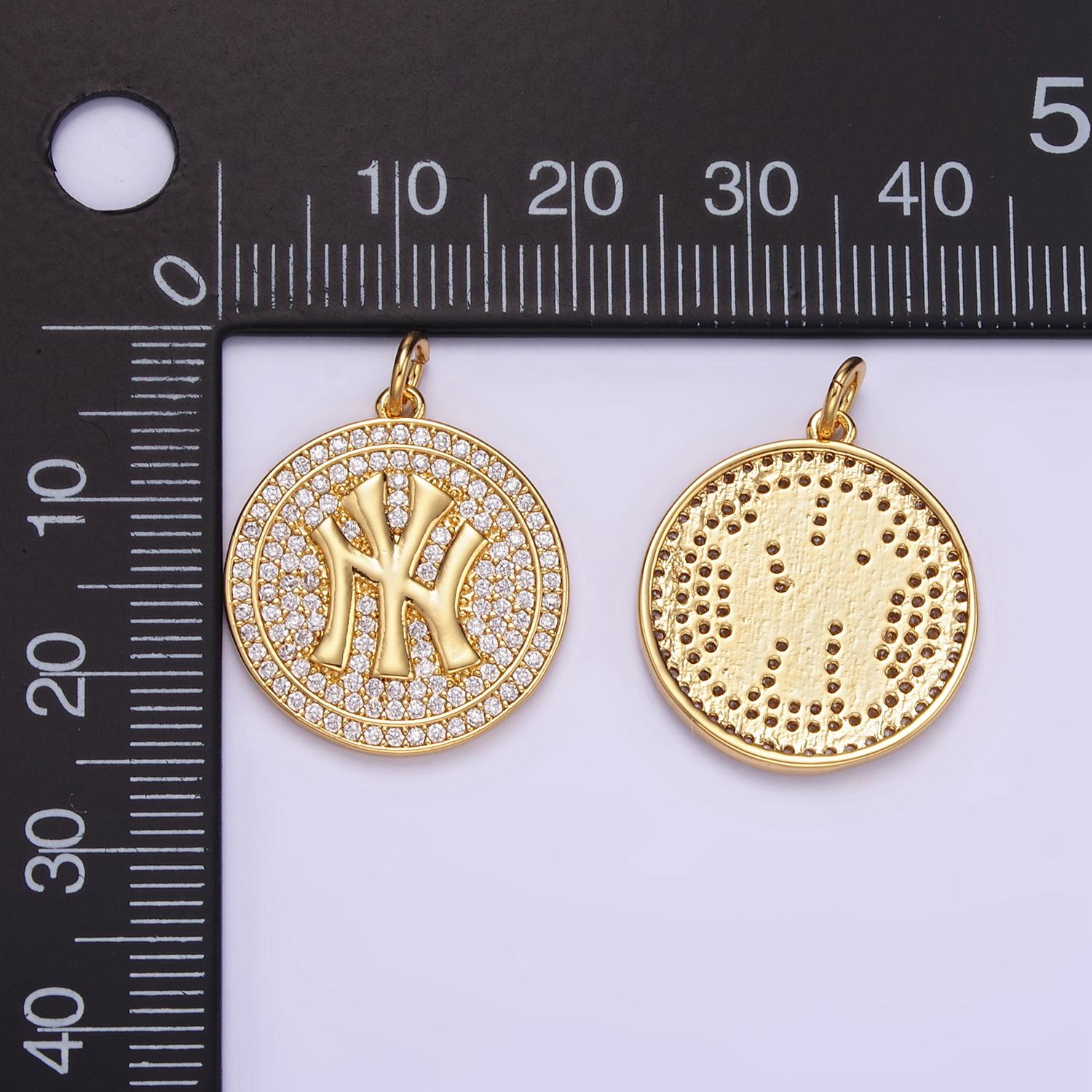 Coin cz gold new york charm State Travel Charm minimalist jewelry micro Medallion Pendant for necklace bracelet Supply D-525