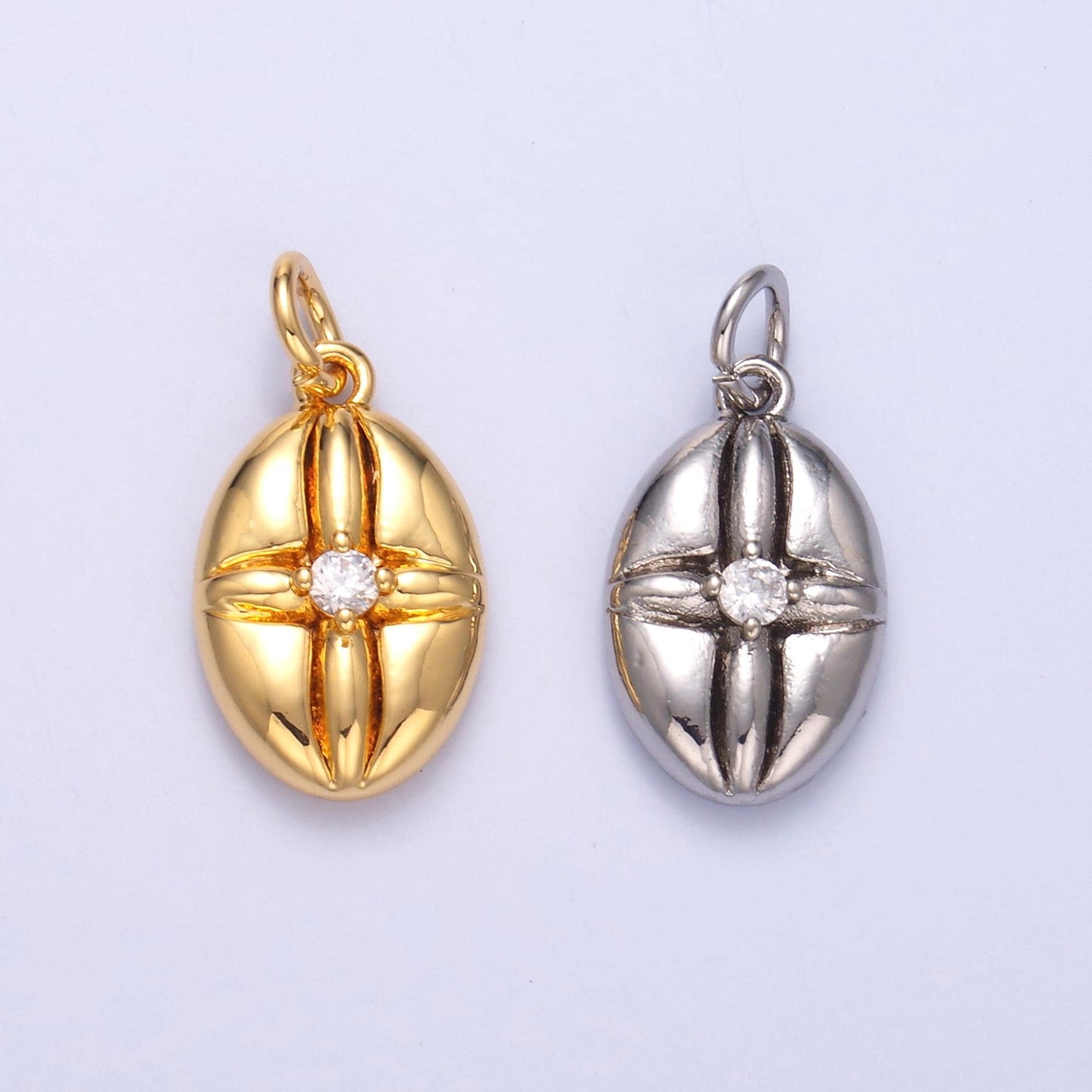 24k gold filled Cross Design oval micro pave cz pendant Cross Charm for Religious Jewelry Making N-074