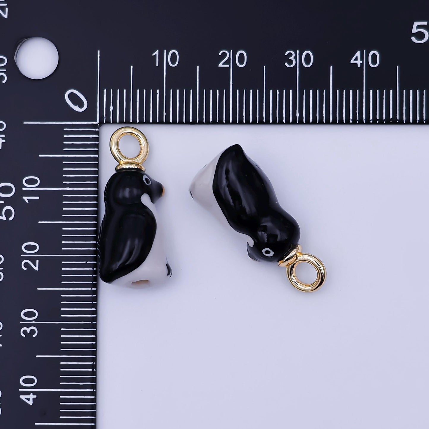 Cute Ceramic Penguin Pendant, 24K Gold Filled Winter Arctic Snow Animal Porcelain Charm For Necklace Bracelet Component N-143
