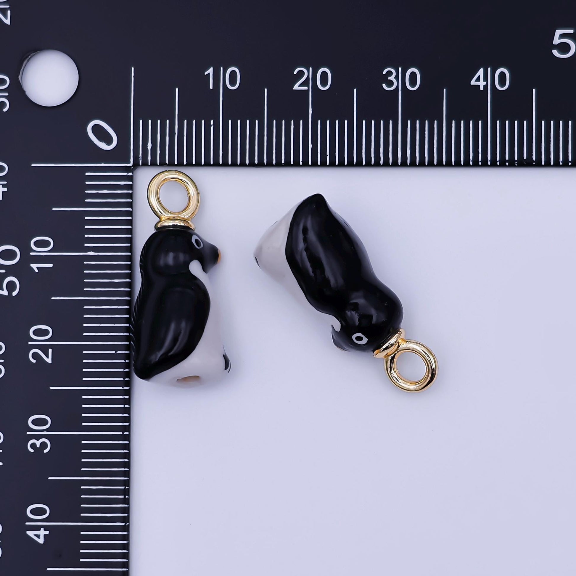 Cute Ceramic Penguin Pendant, 24K Gold Filled Winter Arctic Snow Animal Porcelain Charm For Necklace Bracelet Component N-143