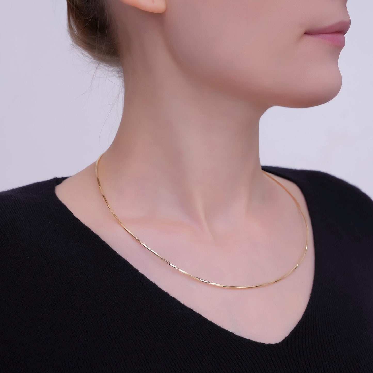 Gold herringbone necklace 24k Gold Filled Collar dainty ready to wear chain for minimalist jewelry WA3137