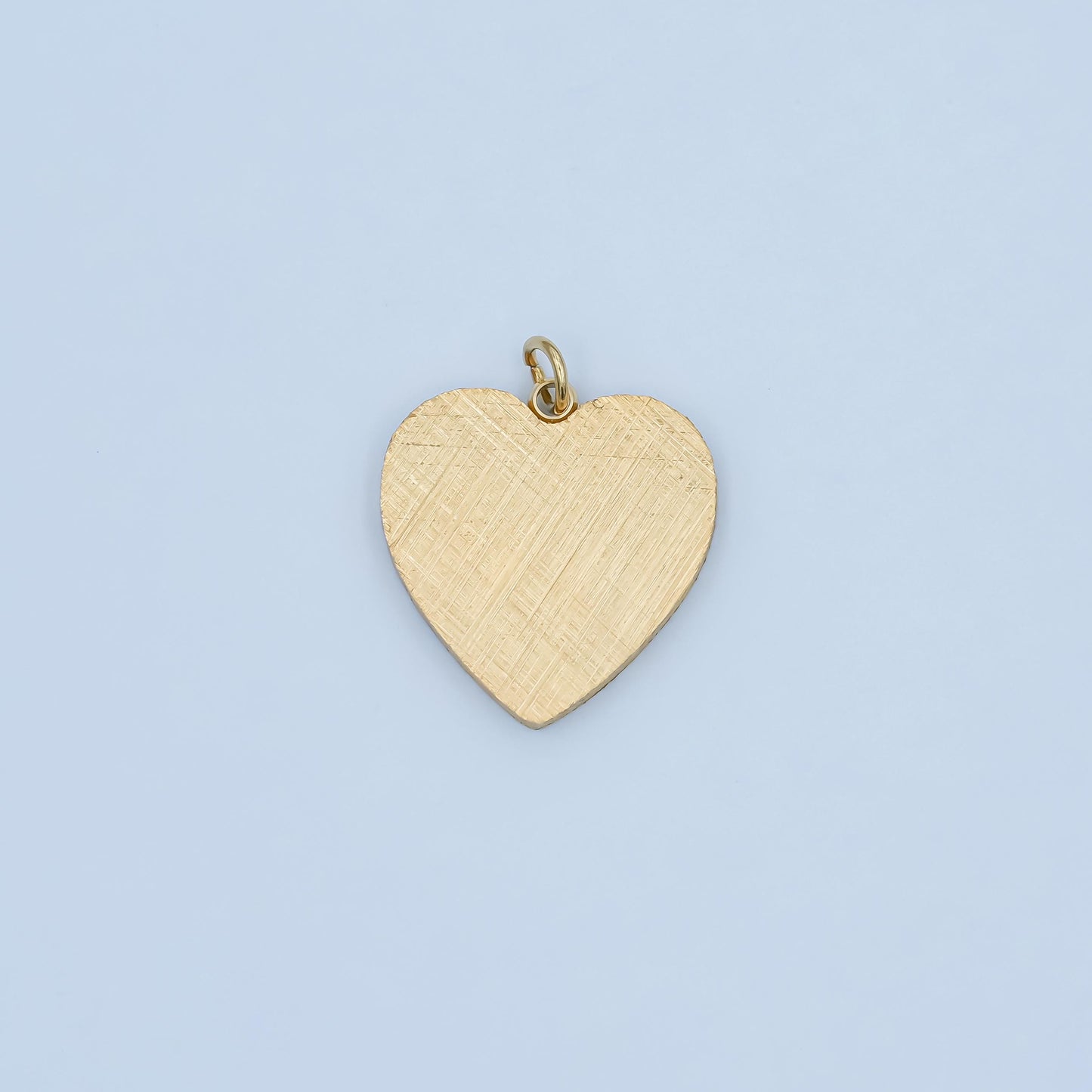Brushed metal textured gold heart charm PVD Gold Steel charm for bracelet necklace pendant | P-614