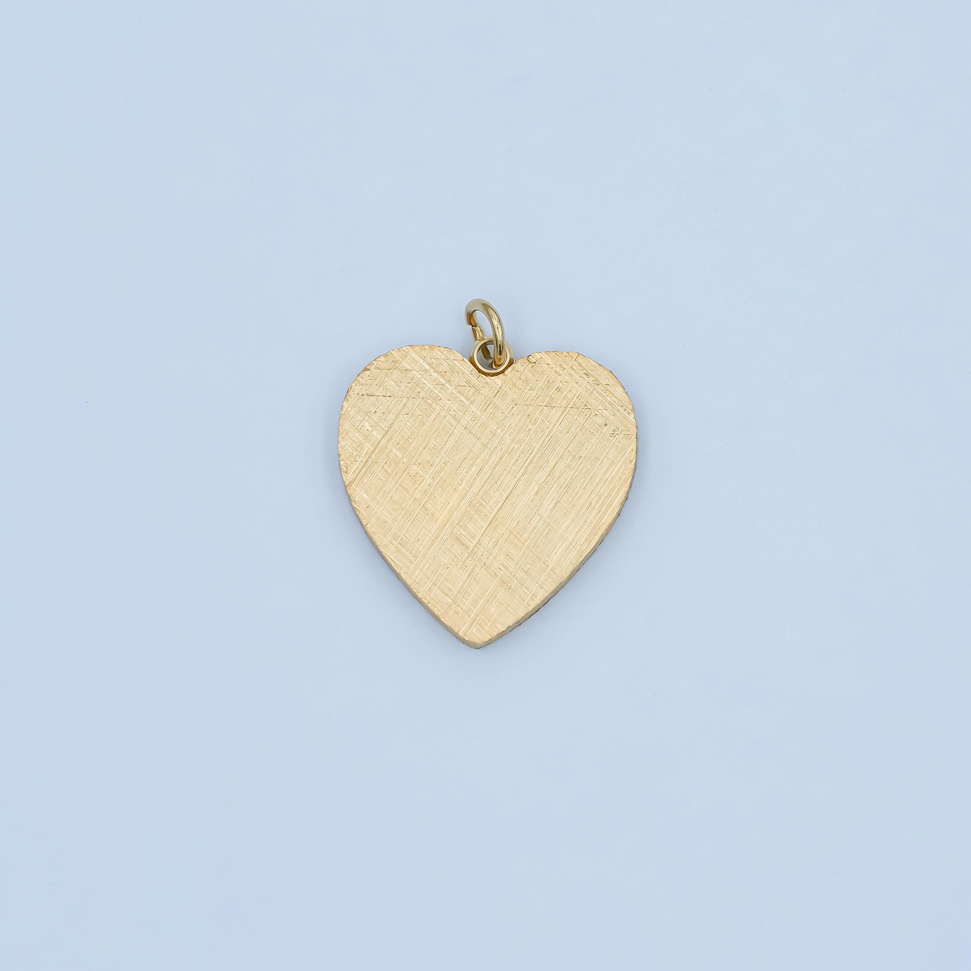 Brushed metal textured gold heart charm PVD Gold Steel charm for bracelet necklace pendant | P-614