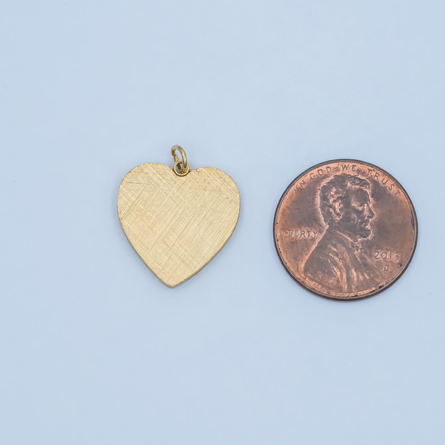 Brushed metal textured gold heart charm PVD Gold Steel charm for bracelet necklace pendant | P-614