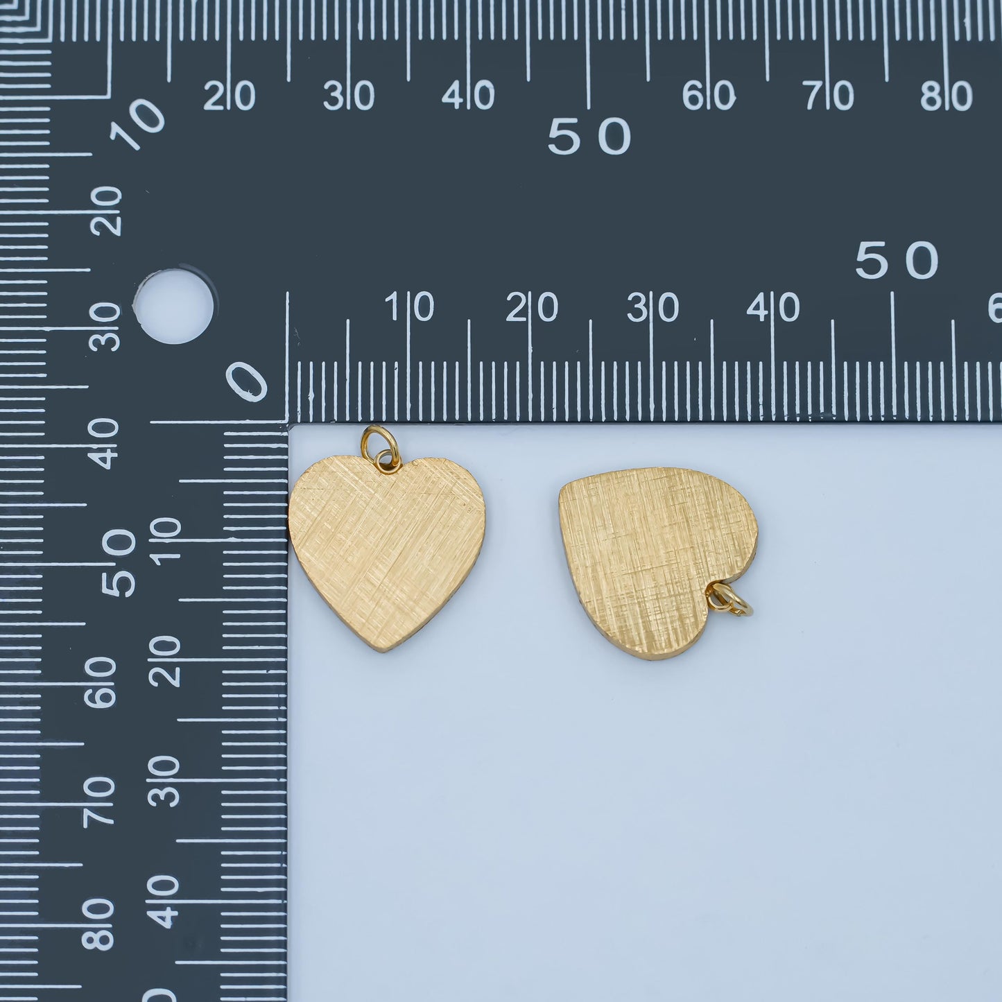 Brushed metal textured gold heart charm PVD Gold Steel charm for bracelet necklace pendant | P-614