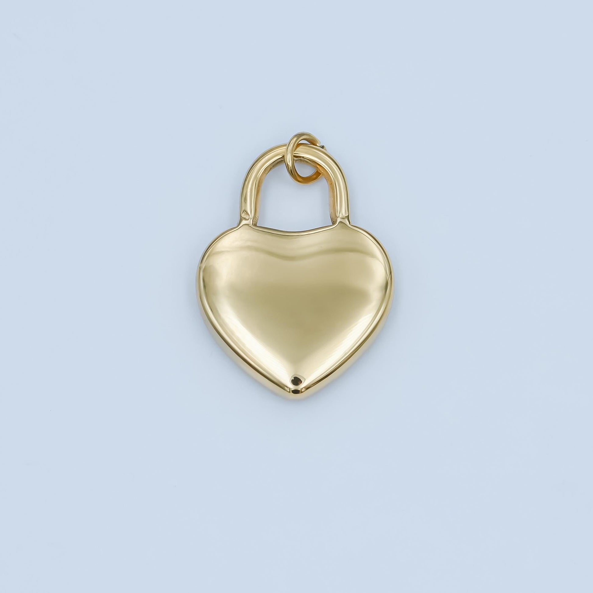 Stainless Steel 20mm Puffed Heart Padlock Minimalist Charm | P-551