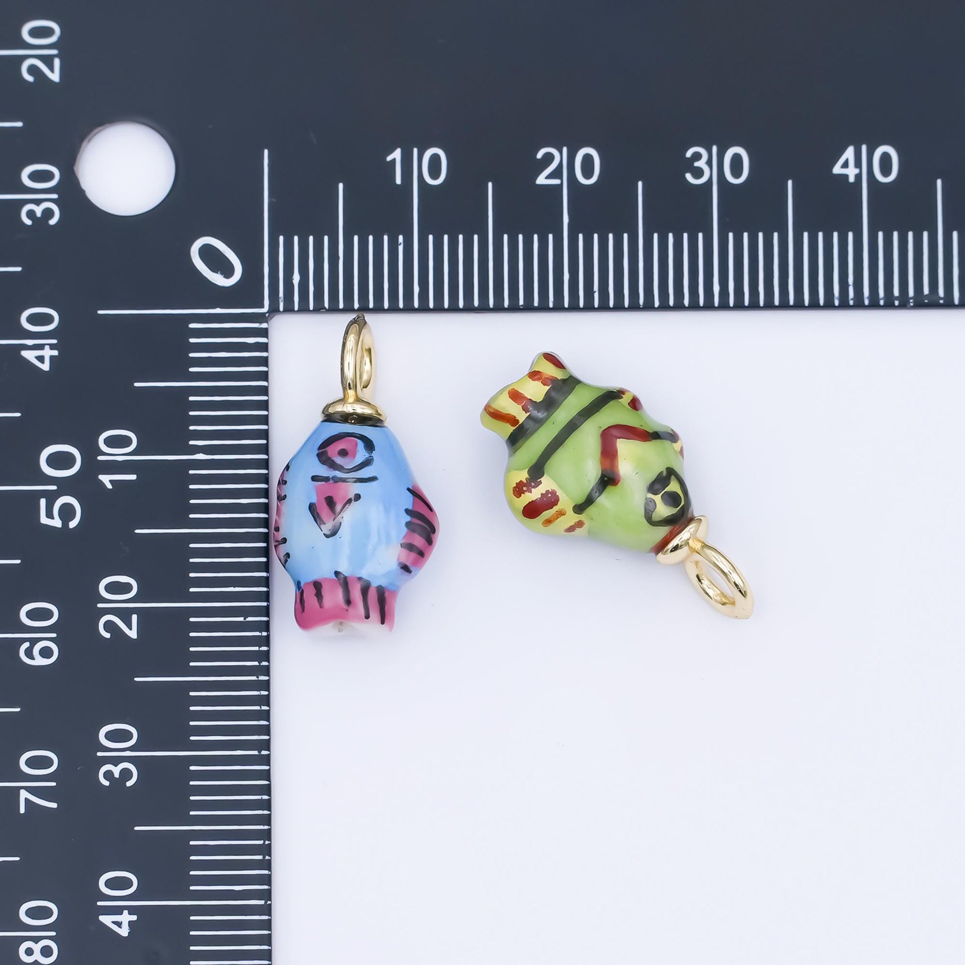 Dainty Colorful Ceramic Fish Charm Hand Painted Beads Adorable Multicolor Fish for Necklace Bracelet Component N-139