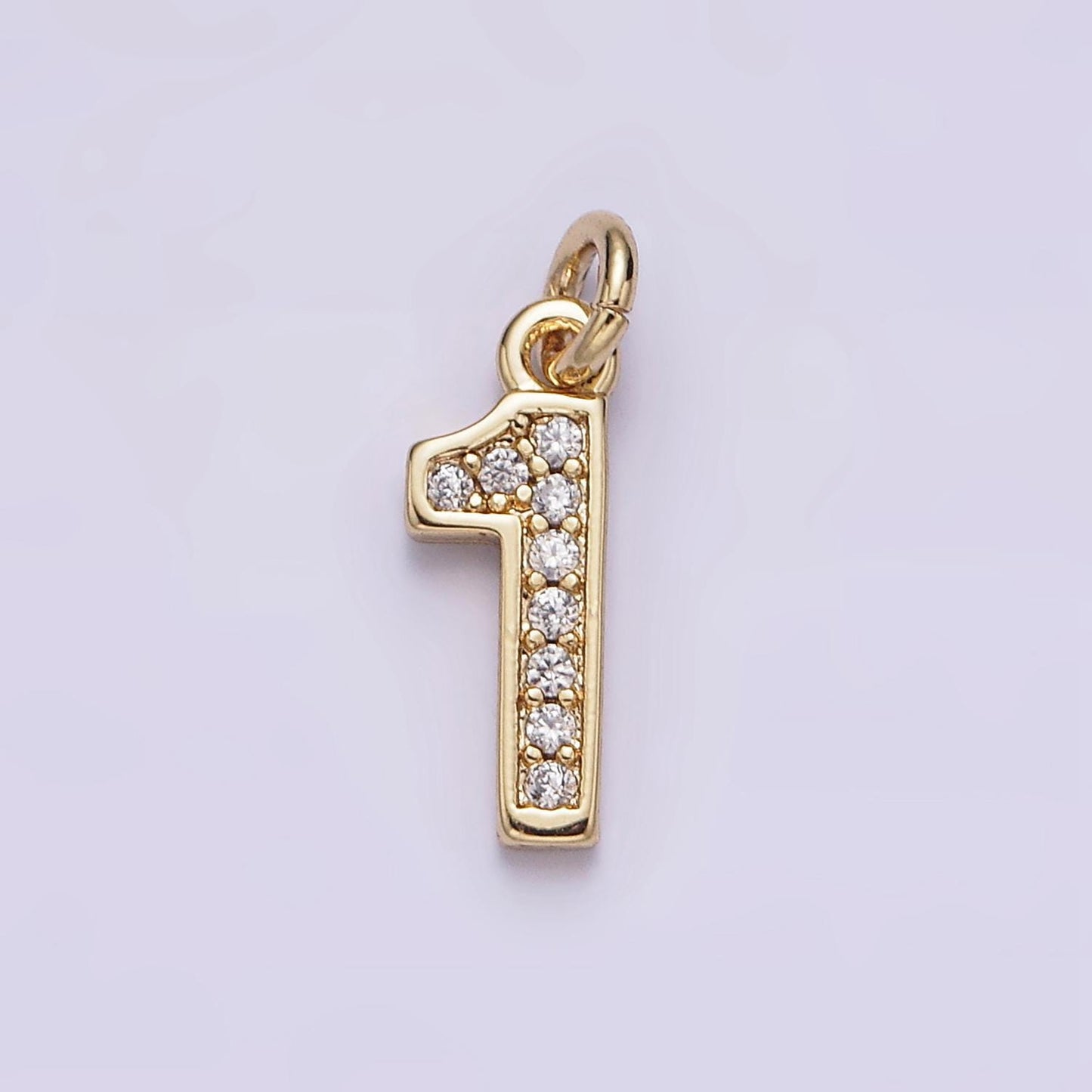 Mini Gold Number Clear Micro Paved CZ Pendant Lucky Number Age Birthday Pendant | N-1026