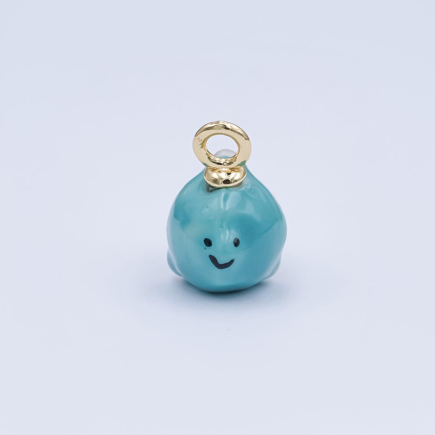 Handmade Ceramic Whale Charm – Cute Animal Fish Pendant Under The Sea Charm Gold Loop for Necklace or Bracelet supply N-138