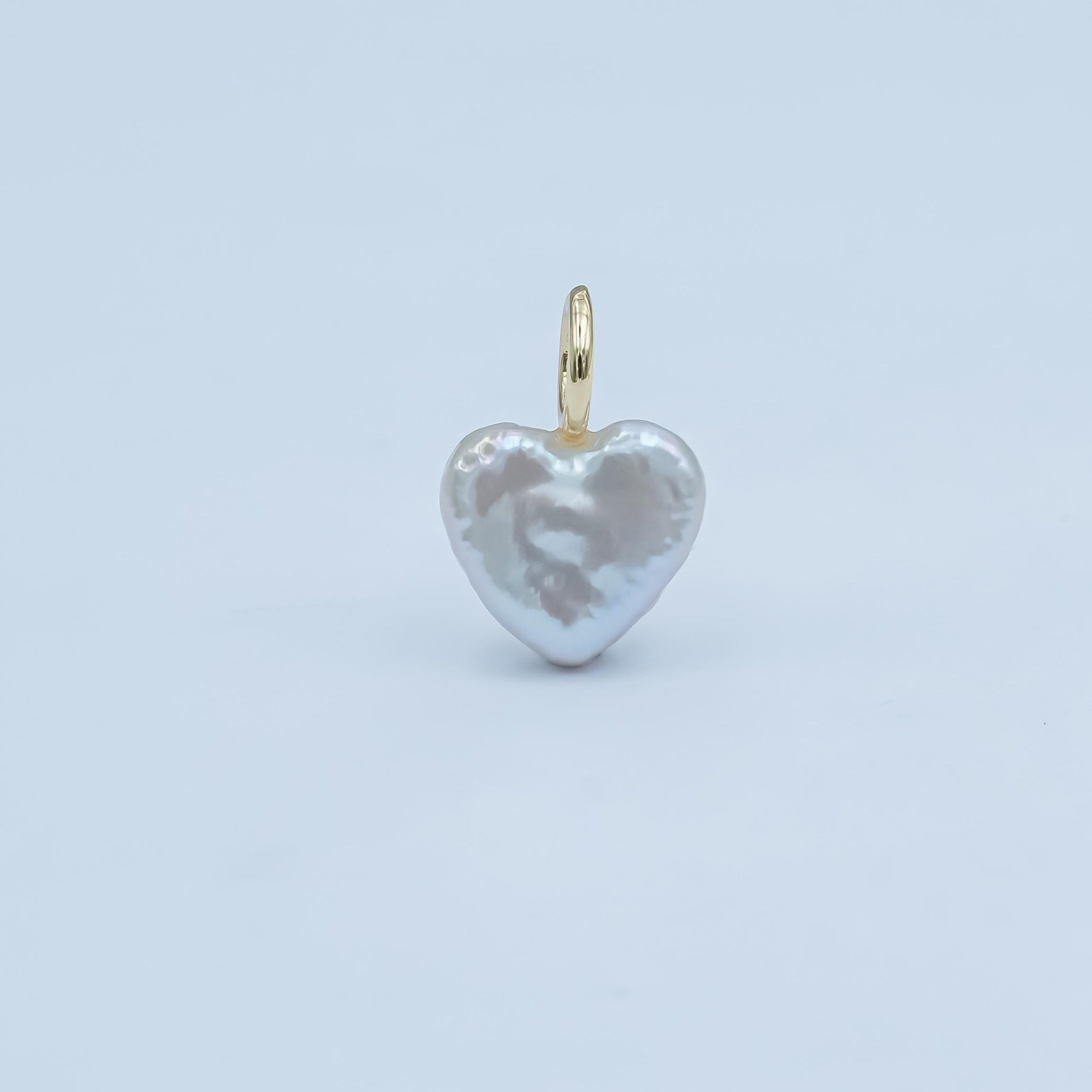 Heart pearls charm gold 16.1x11.3mm white baroque freshwater pearls for necklace bracelet earring wedding jewelry making minimalist P-1670