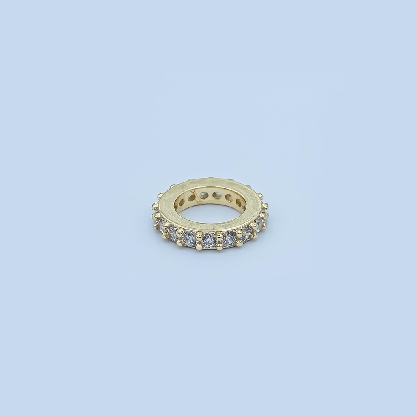 Gold micro pave Round beads charms 24k gold filled Donut spacer beads bracelet necklace for diy jewelry making supply Z-1147