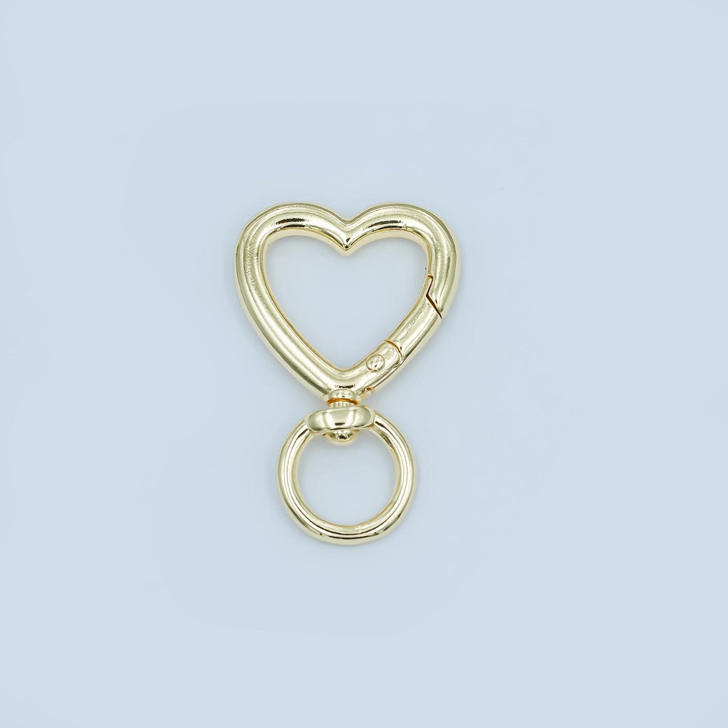 1pc Wholesale Heart Push Spring Ring Gold Key Holder Ring for Jewelry Necklace Bracelet, Bag Charm Making, Size 32.5 x 21.4 x 3 mm Z-1142