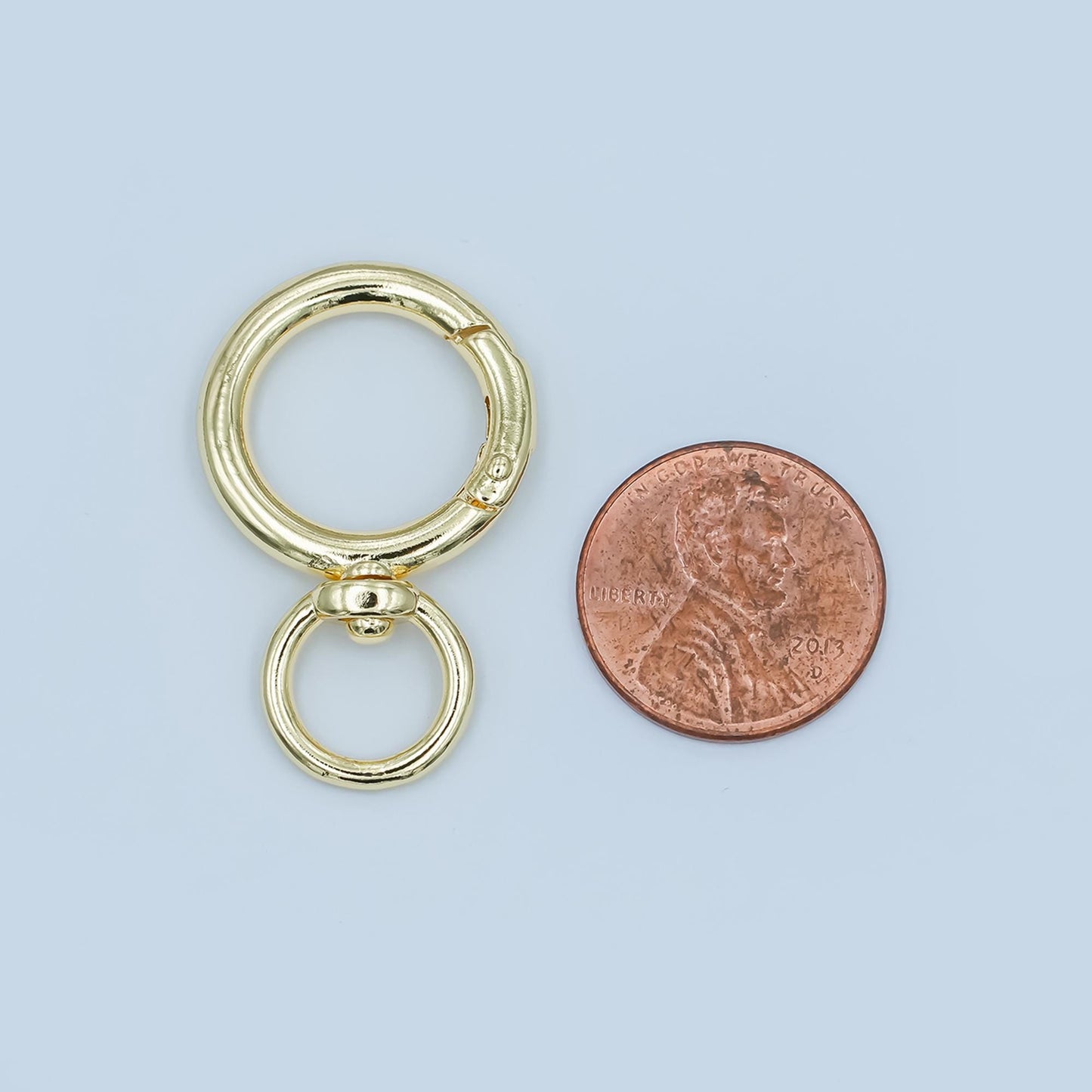 1pc Wholesale Round Push Spring Ring Gold Key Holder Ring for Jewelry Necklace Bracelet, Bag Charm Making, Size 33.2 x 20.8 x 3.1 mm Z-1143