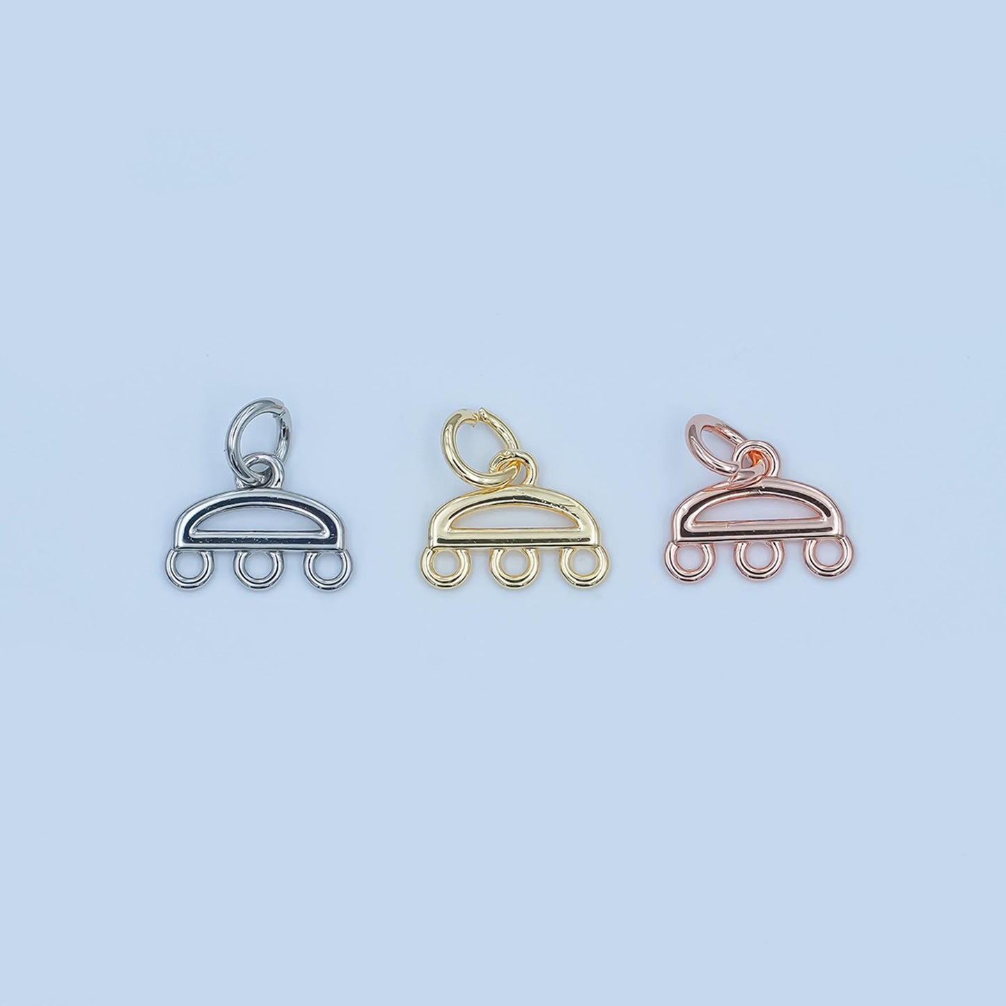 Mini Triple Strand Bracelet and Necklace Link and Charm Holder in Gold, Silver, Rose Gold Clasp Z1145