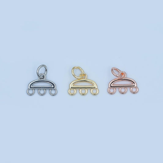 Mini Triple Strand Bracelet and Necklace Link and Charm Holder in Gold, Silver, Rose Gold Clasp Z1145
