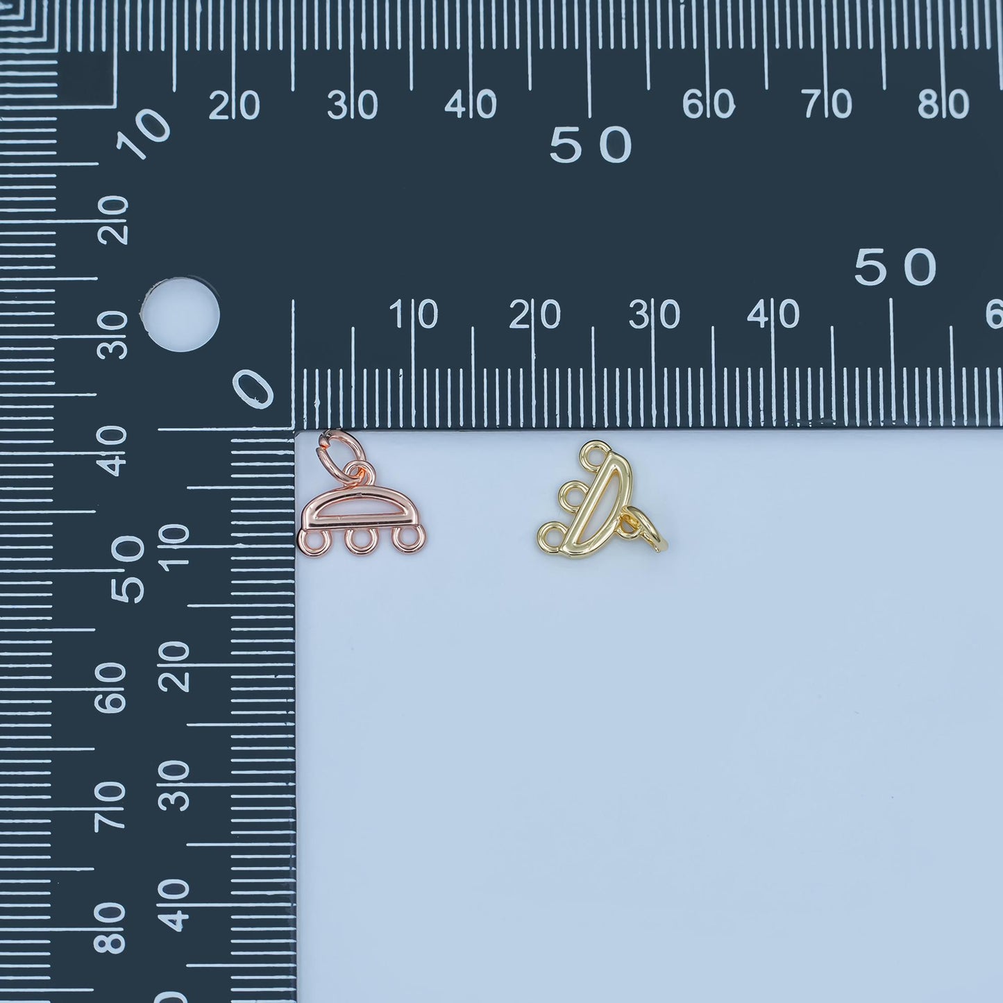 Mini Triple Strand Bracelet and Necklace Link and Charm Holder in Gold, Silver, Rose Gold Clasp Z1145