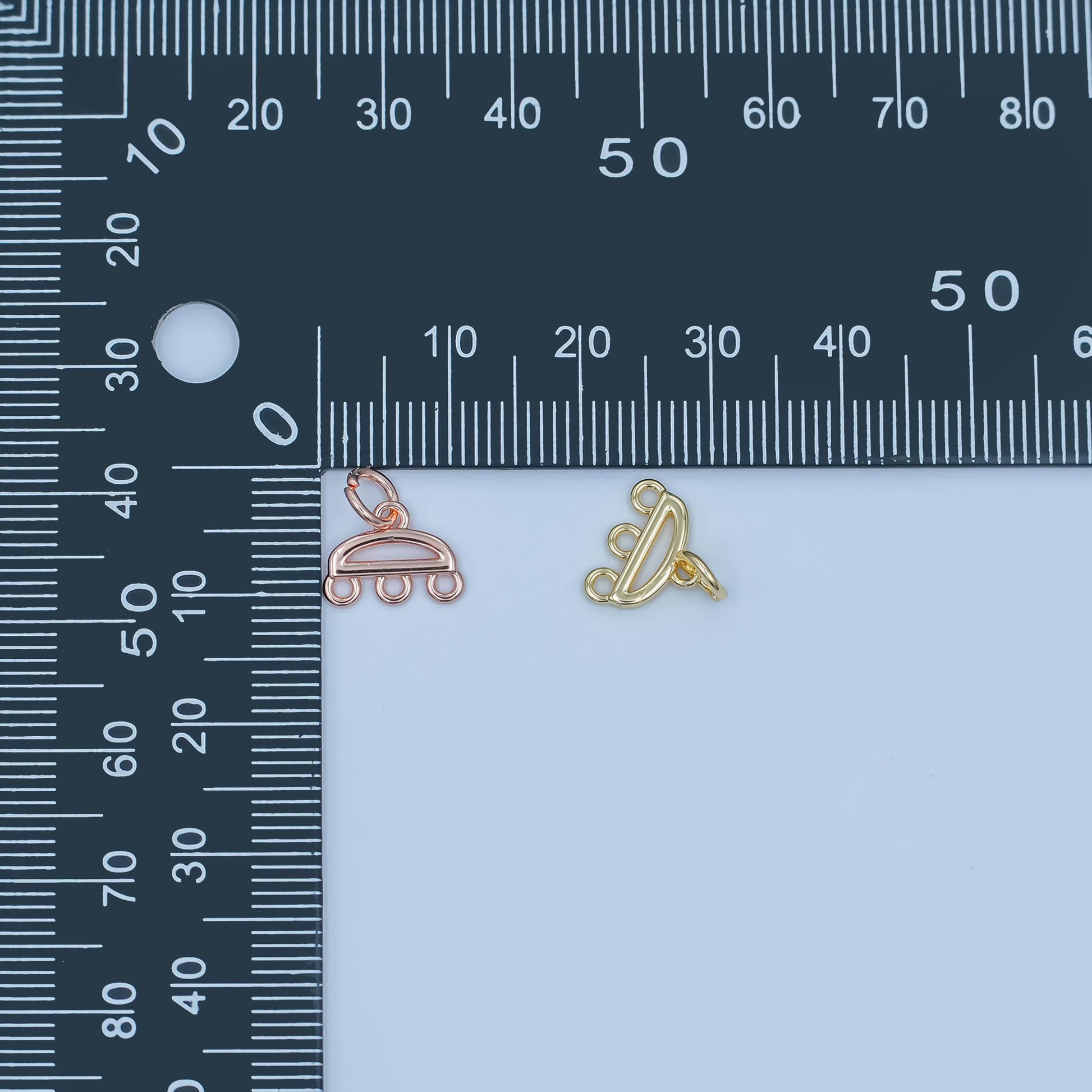 Mini Triple Strand Bracelet and Necklace Link and Charm Holder in Gold, Silver, Rose Gold Clasp Z1145