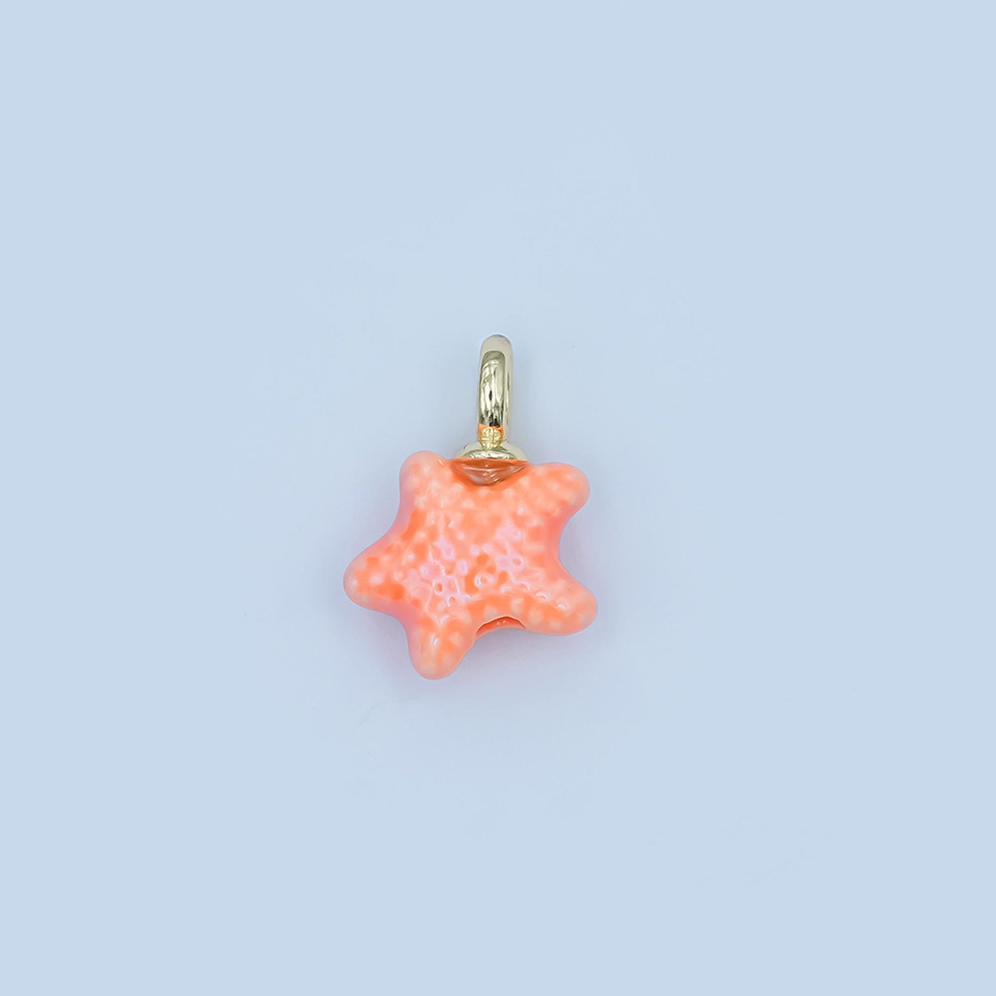 Dainty oval ceramic charm handmade Red Star Fish Shell ceramic porcelain Beach charm for necklace bracelet jewelry making supply N-083
