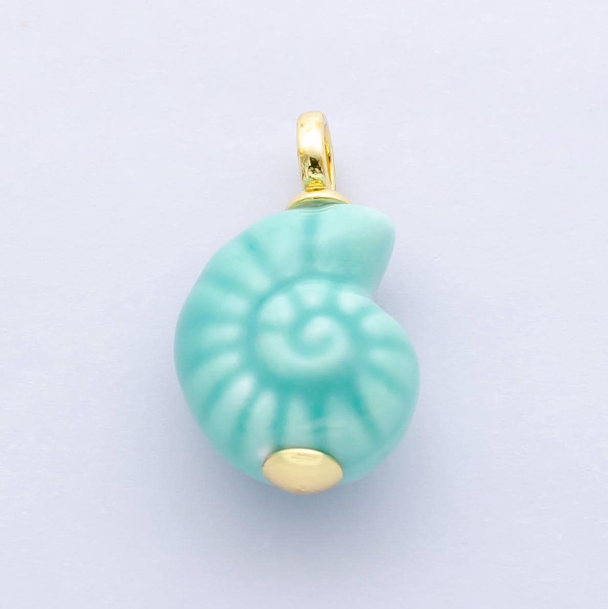 Blue Ceramic Conch Sea Shell Pendant, 24K Gold Filled Beach Pink Porcelain Sea Snail Conch Shell Charm For Necklace Bracelet Component N-081