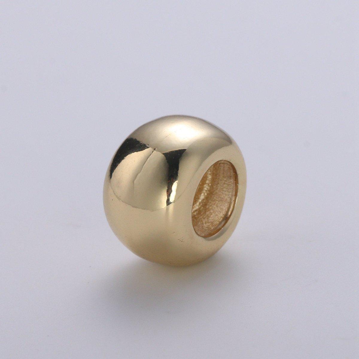 Donut Beads - Large Hole Beads - Gold Beads - Beads For Bracelet Leather - Tibetan Beads - 12x8mm - 6mm Hole B-374