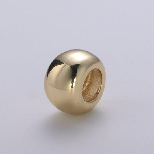Donut Beads - Large Hole Beads - Gold Beads - Beads For Bracelet Leather - Tibetan Beads - 12x8mm - 6mm Hole B-374