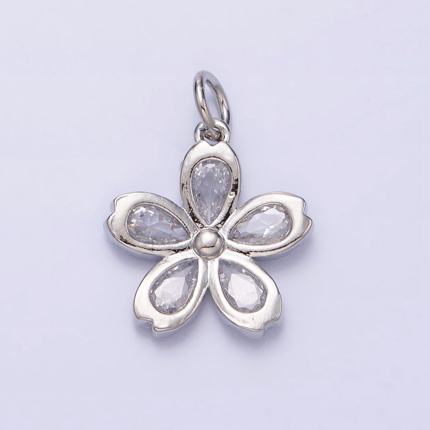 16k gold filled mini flower clear marquise petal add-on charm in gold & silver | ac1213 ac1214