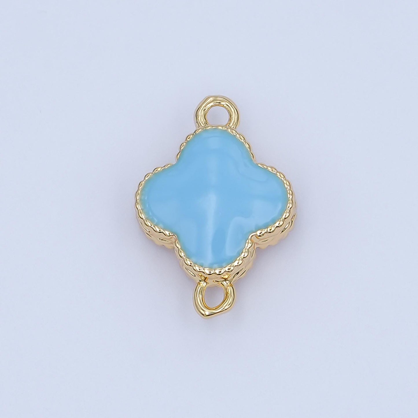 Gold Flower Charm Connector, 14K Gold Filled Micro Paved Clear CZ Stones Beaded Edge Quatrefoil Floral Link Connector | Y017