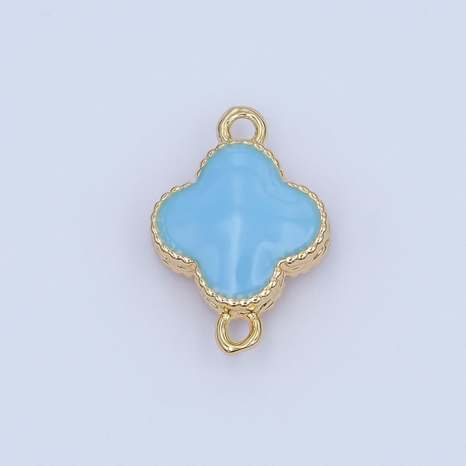 Gold Flower Charm Connector, 14K Gold Filled Micro Paved Clear CZ Stones Beaded Edge Quatrefoil Floral Link Connector | Y017