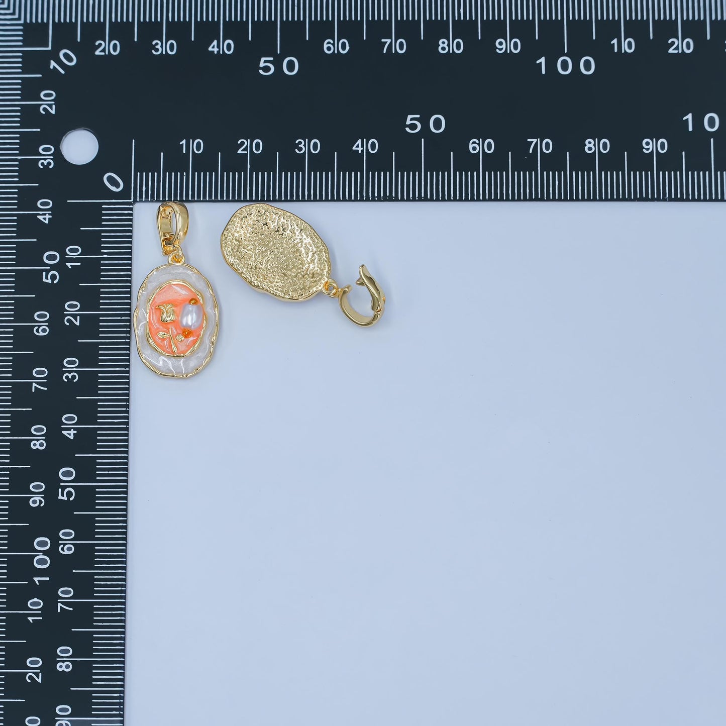 Cz enamel pastel colors stamped flower 24k gold filled snap latch bail pendant | AH-403