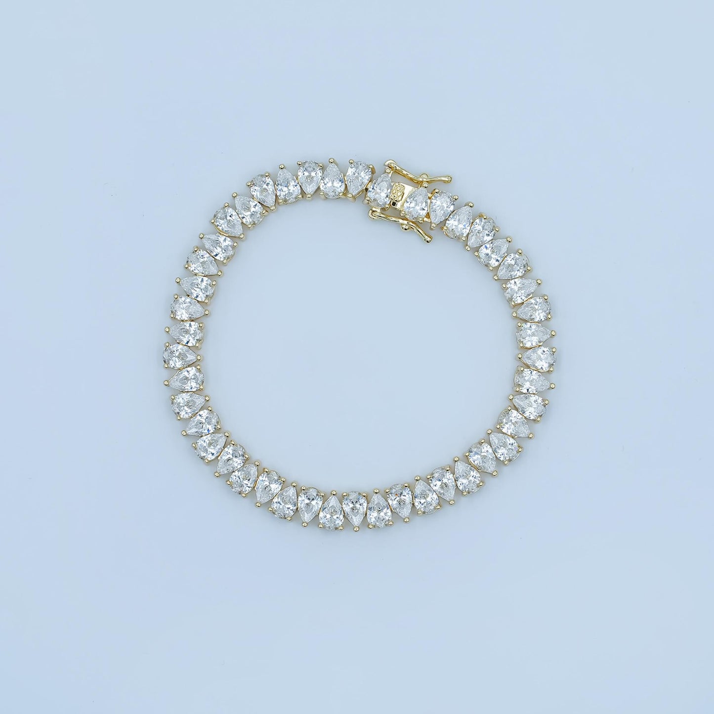 Chunky Tear Drop CZ Tennis Bracelet, Gold Silver Tennis Bracelet 7.5 inch WA-3140