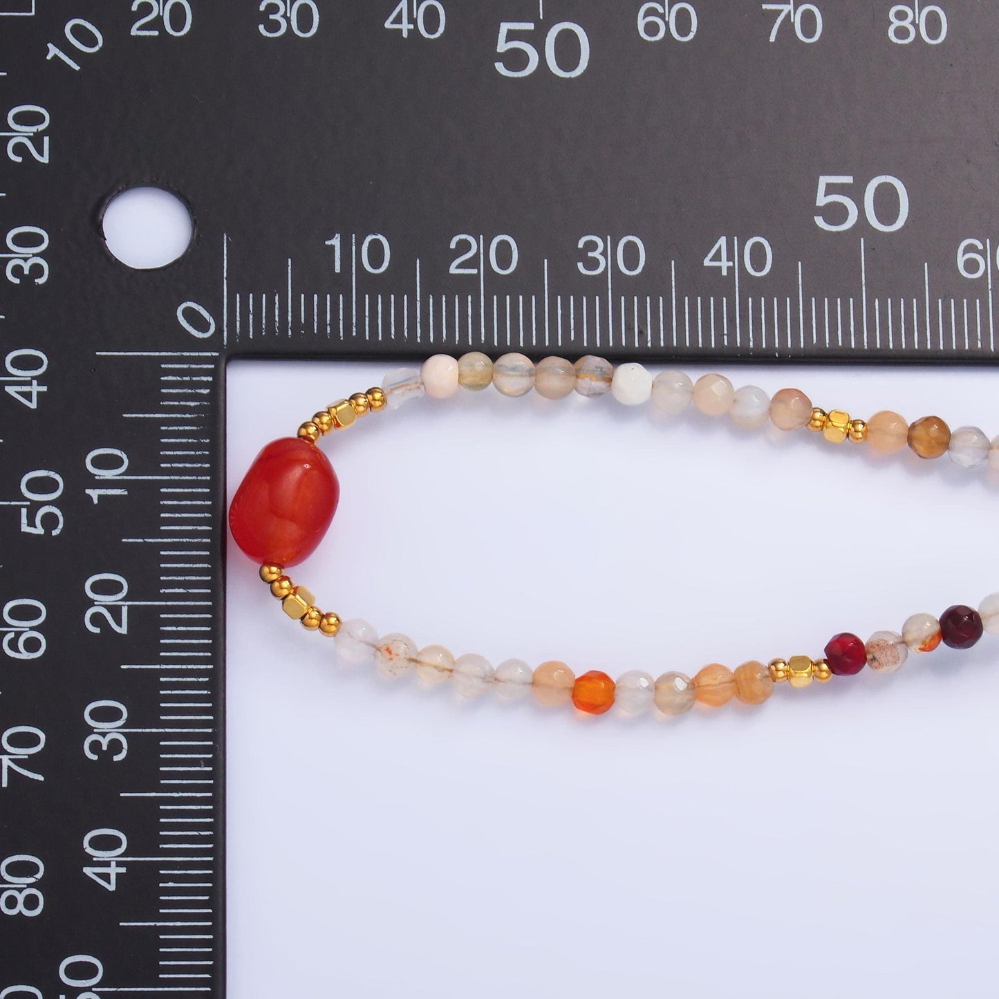 Dainty Red Carnelian Bead Necklace Mix Glass Beads Summer Necklace For Women- Boho Surfer Everyday Necklace WA-3109