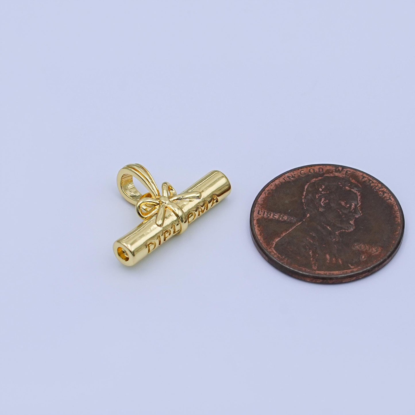 24k Gold Filed Diploma Scroll Charm Graduation Charm Necklace Gift for Her Rolled Diploma Pendant in Gold for Bracelet AA-1485