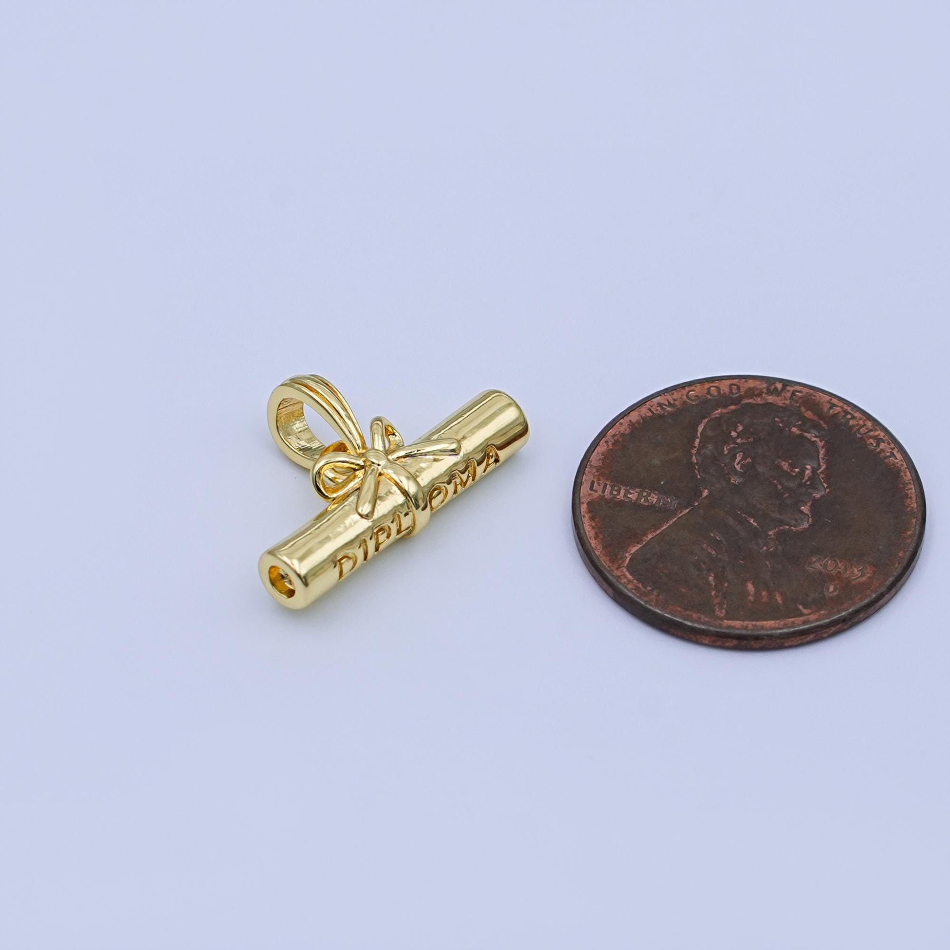 24k Gold Filed Diploma Scroll Charm Graduation Charm Necklace Gift for Her Rolled Diploma Pendant in Gold for Bracelet AA-1485