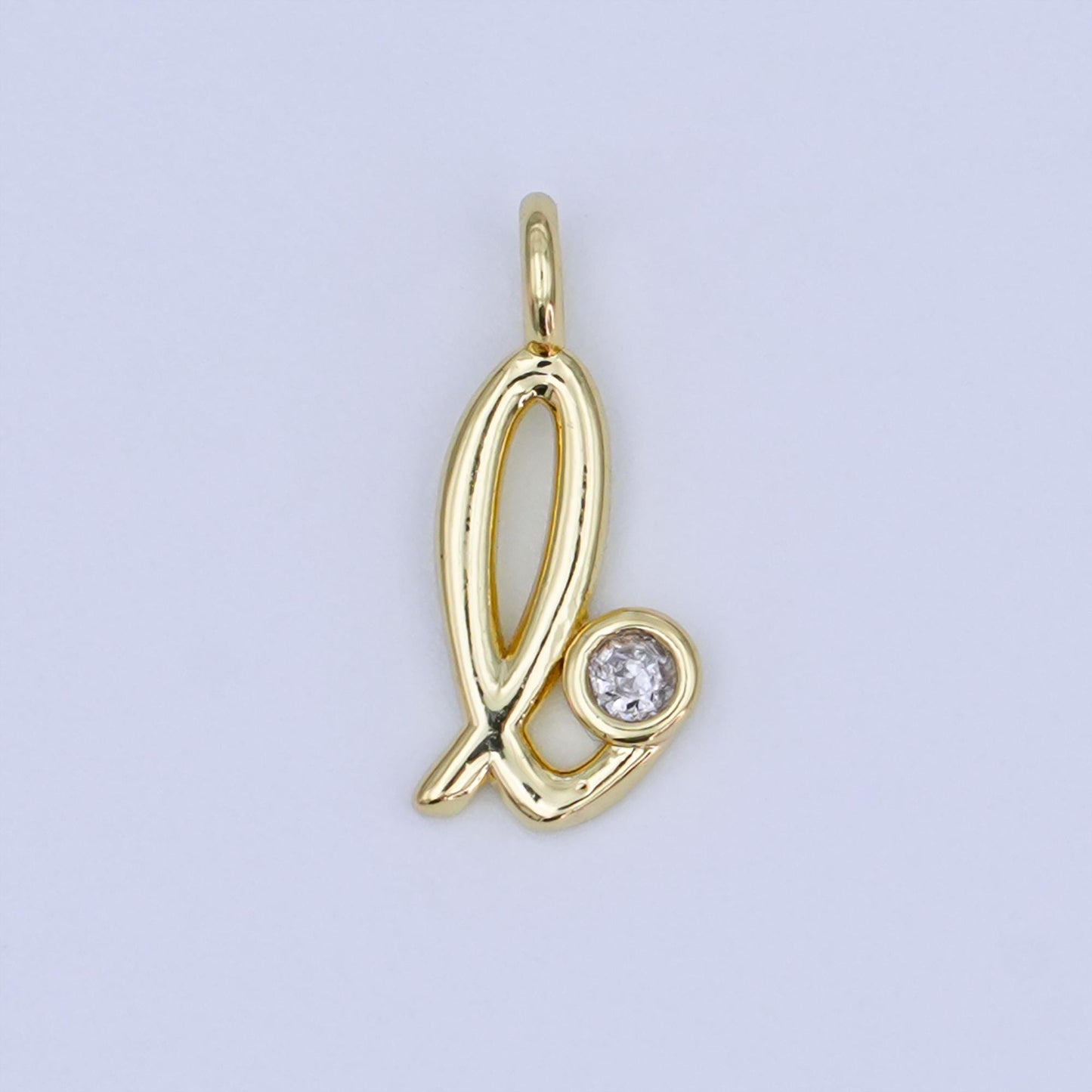 24k gold filled Cursive Love Charm Micro Pave CZ Word for bracelet necklace component add on charm | N-047
