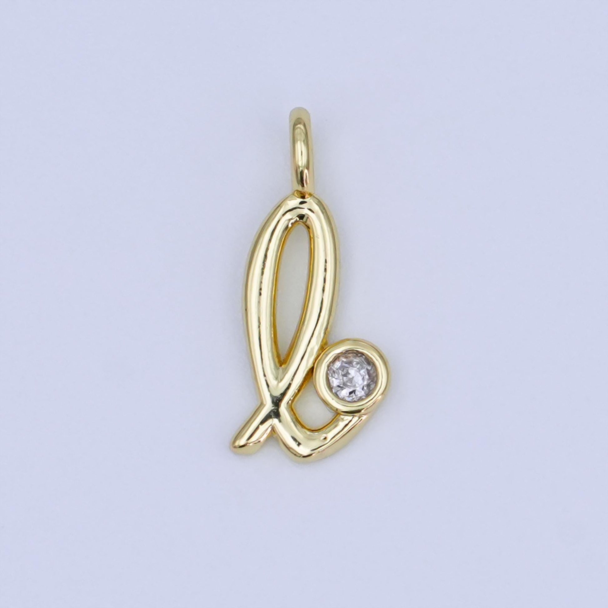 24k gold filled Cursive Love Charm Micro Pave CZ Word for bracelet necklace component add on charm | N-047