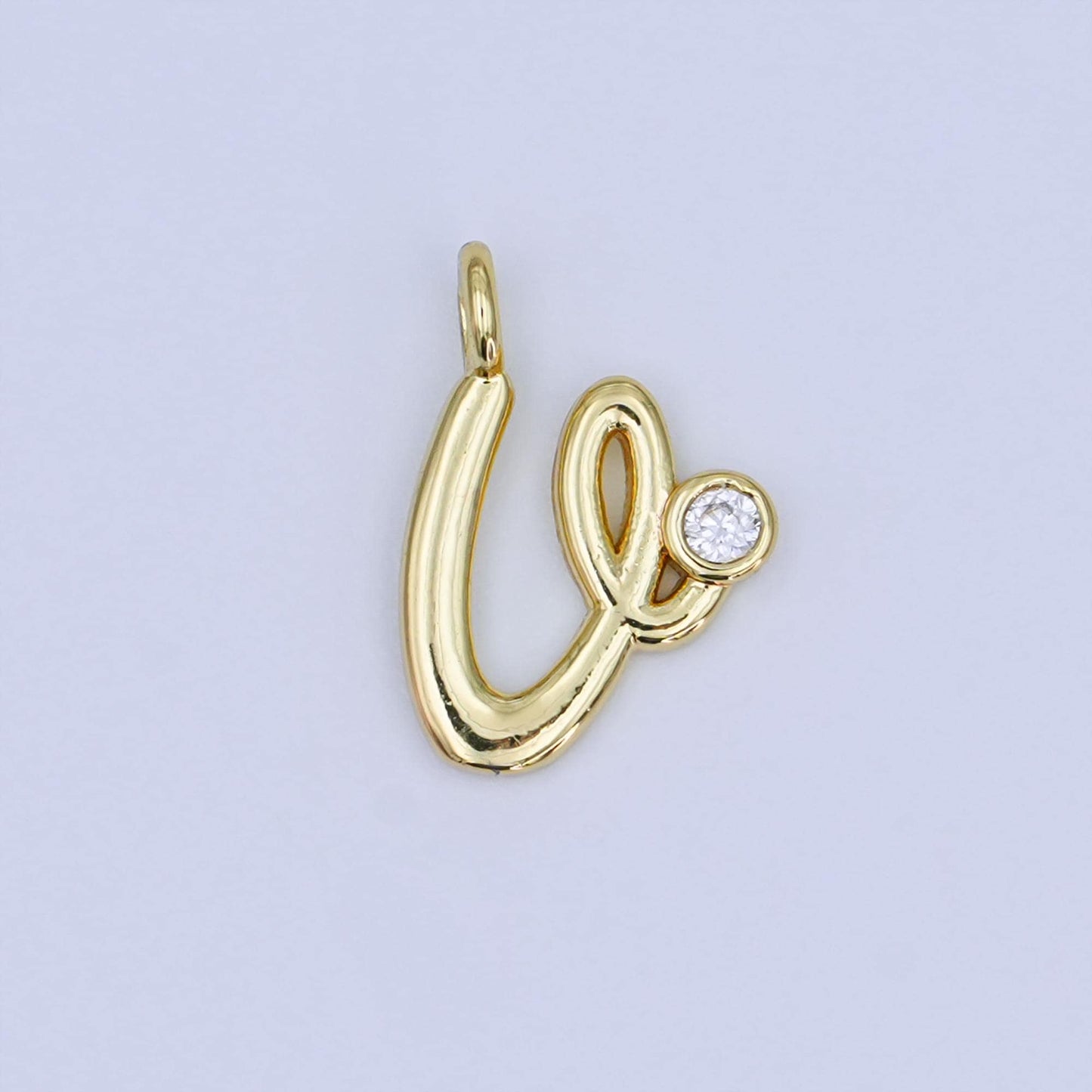 24k gold filled Cursive Love Charm Micro Pave CZ Word for bracelet necklace component add on charm | N-047