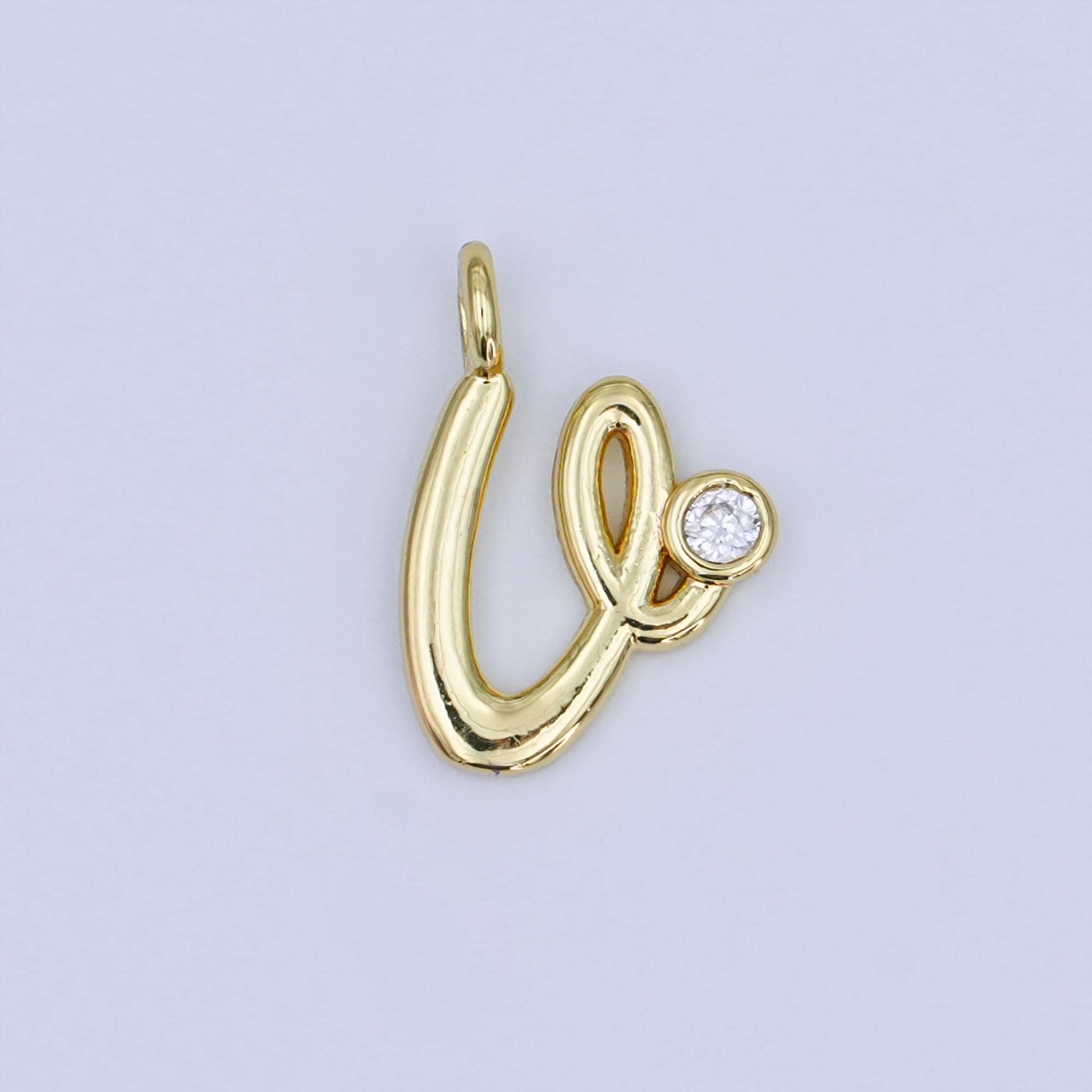 24k gold filled Cursive Love Charm Micro Pave CZ Word for bracelet necklace component add on charm | N-047