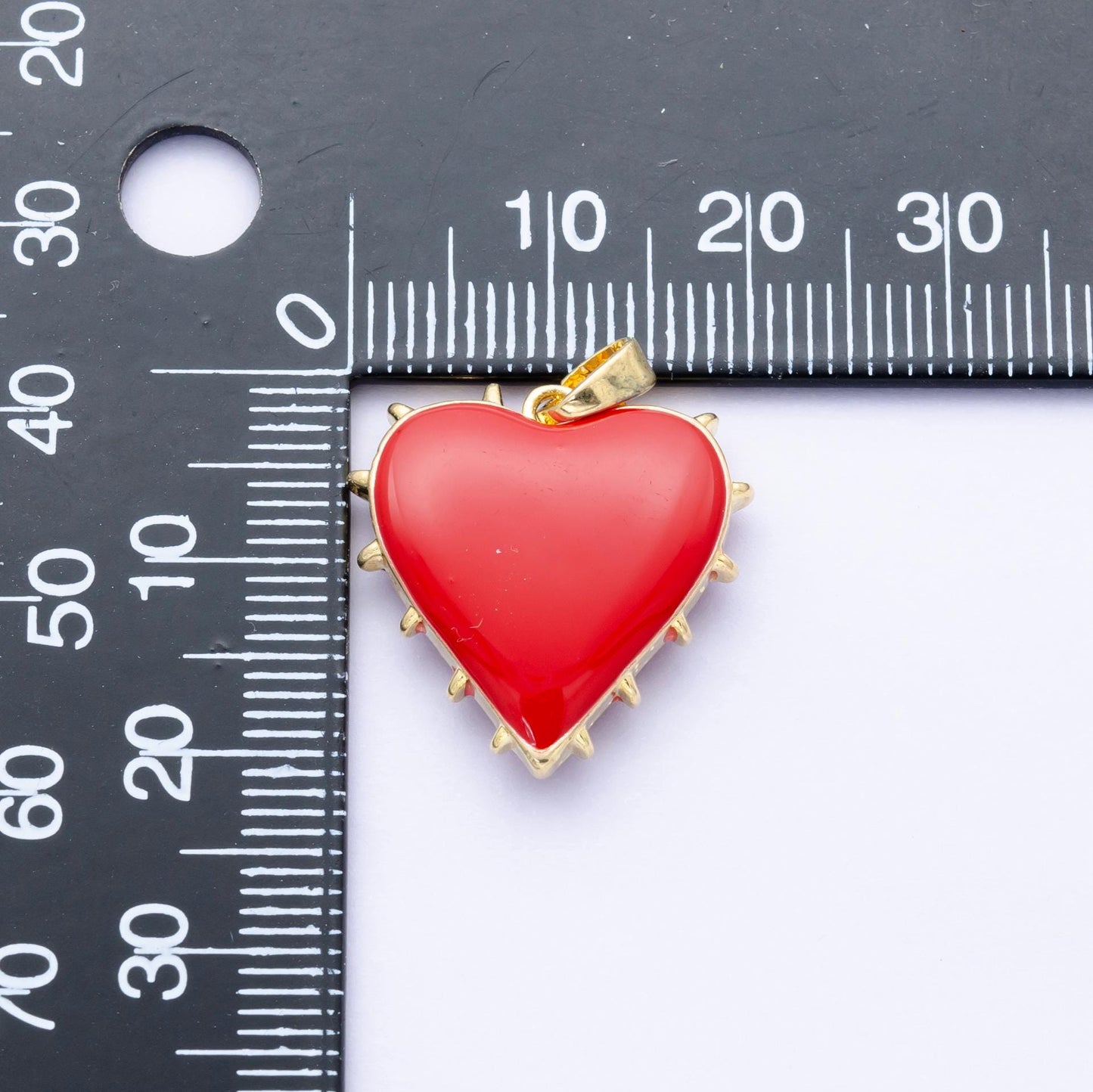Dainty red enamel heart spikey heart charm 14k gold filled heart pendant for necklace bracelet component ah-052