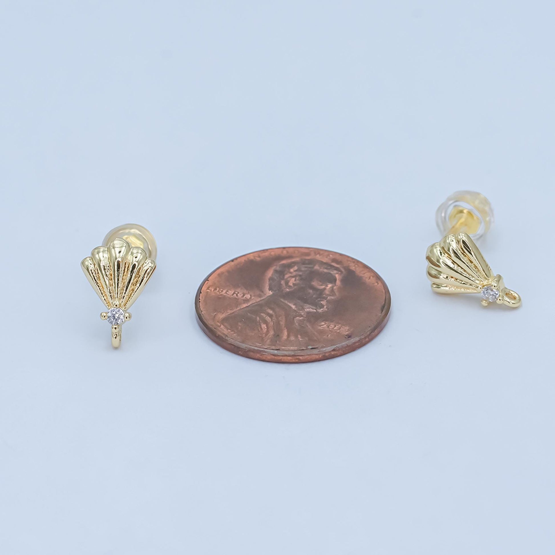 24K Gold Filled Clam Shell Earring Posts Beach Summer Inspired for DIY Jewelry Making Supply Z-1131