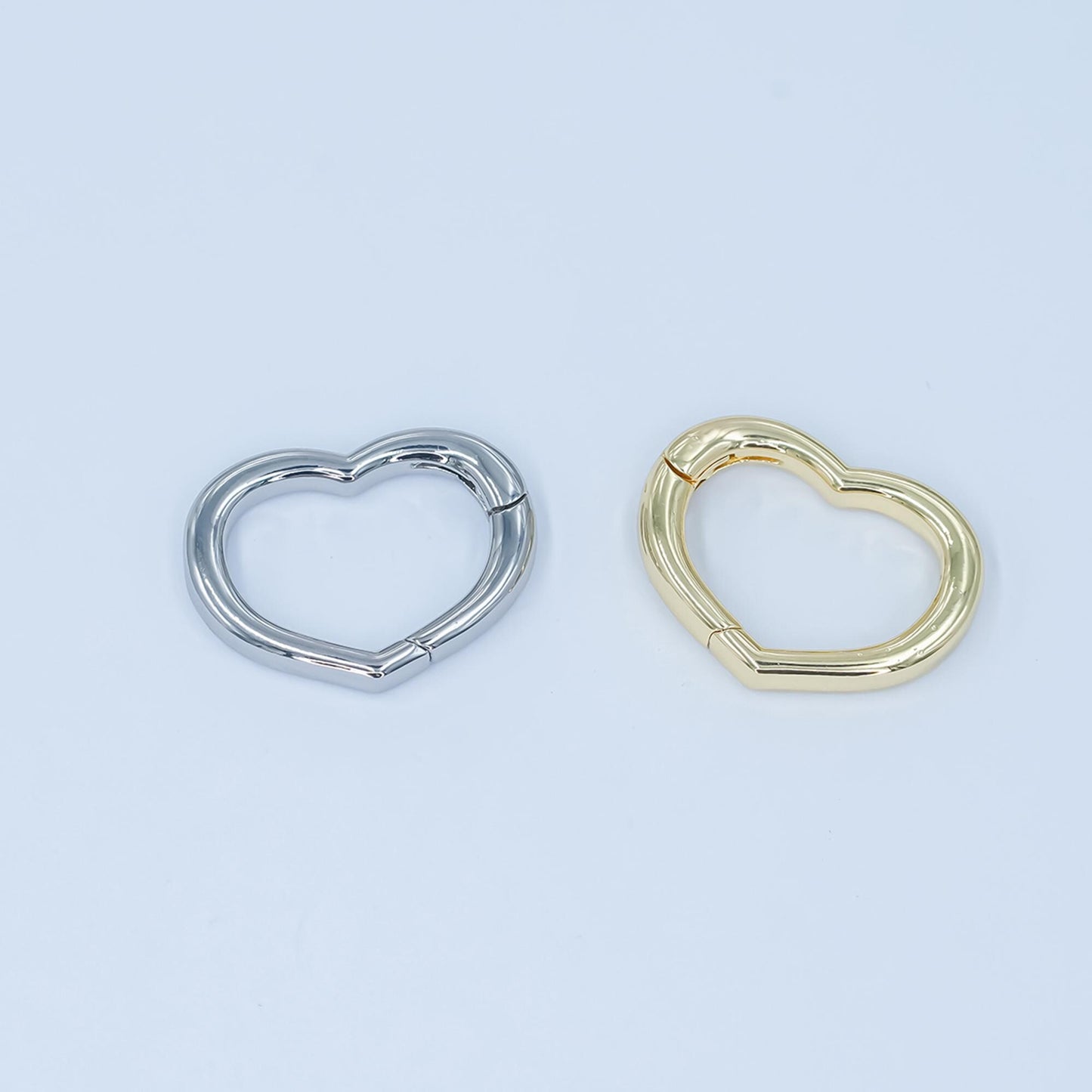 Gold silver spring gate ring heart clasp, push clip clasp, spring gate for jewelry making Z-1136