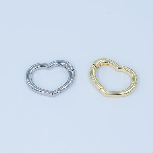 Gold silver spring gate ring heart clasp, push clip clasp, spring gate for jewelry making Z-1136