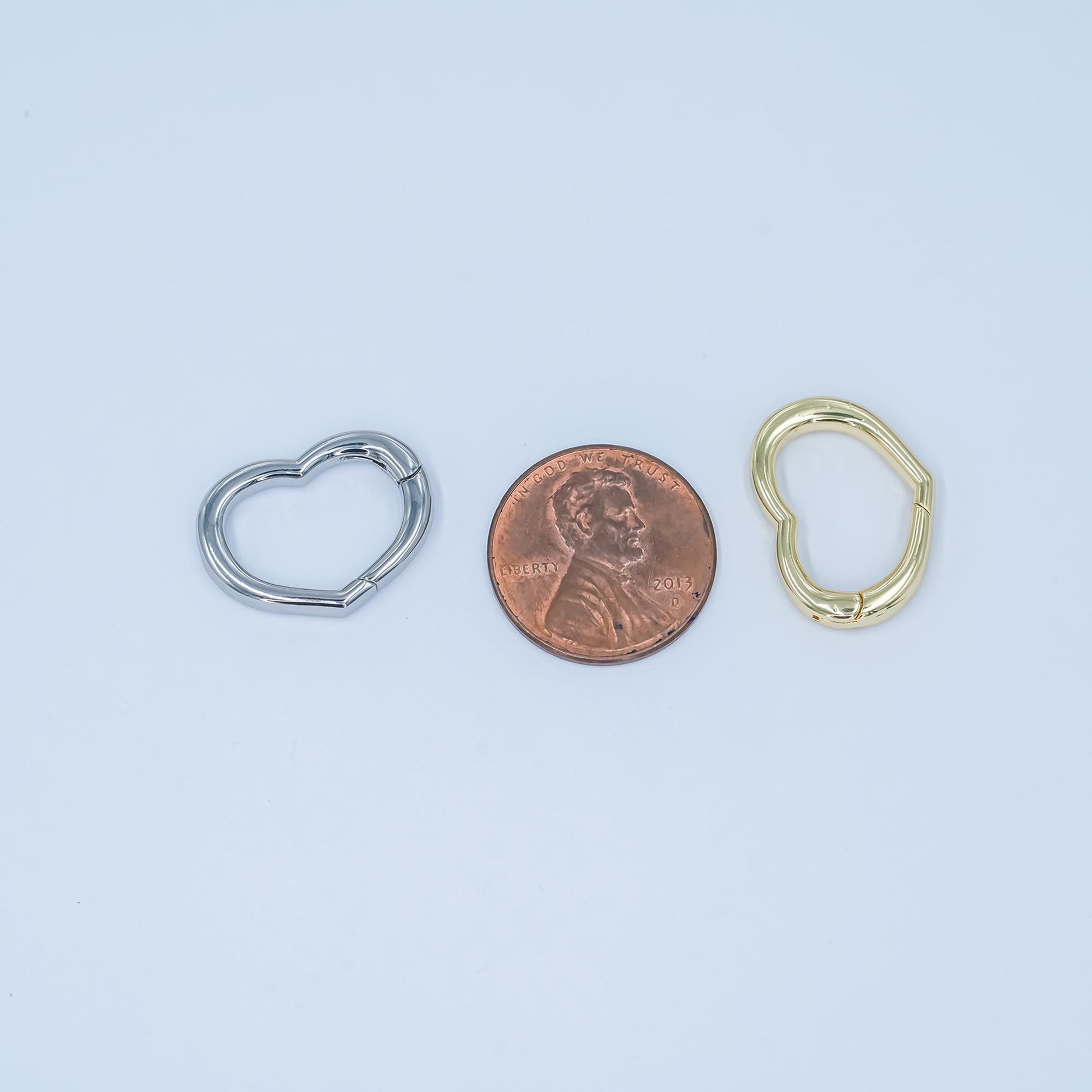 Gold silver spring gate ring heart clasp, push clip clasp, spring gate for jewelry making Z-1136