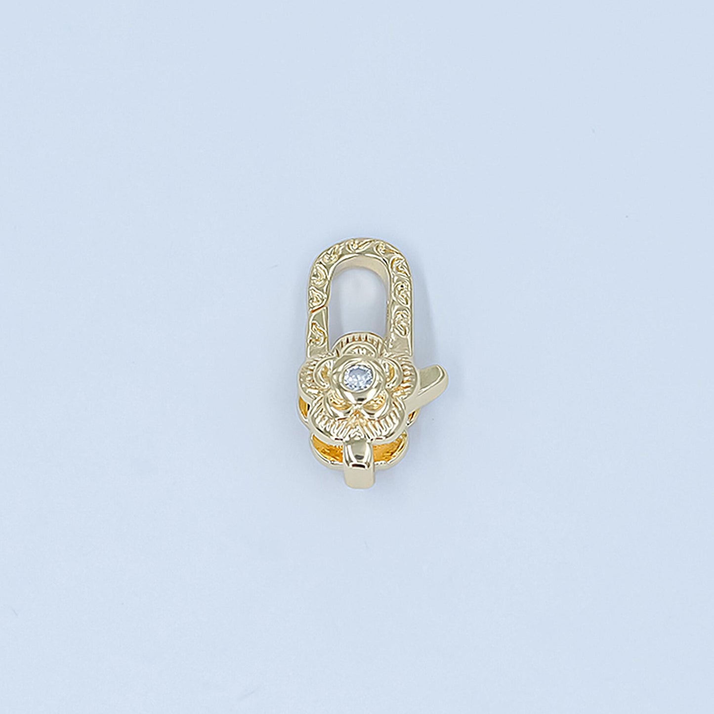 Mini 24k gold filled artisan Flower lobster clasps with clear cz for bracelet necklace jewelry supply in gold silver Z-1141