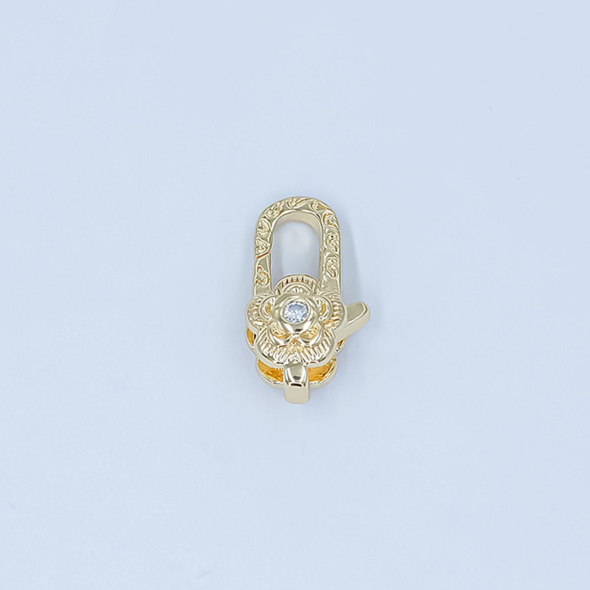 Mini 24k gold filled artisan Flower lobster clasps with clear cz for bracelet necklace jewelry supply in gold silver Z-1141