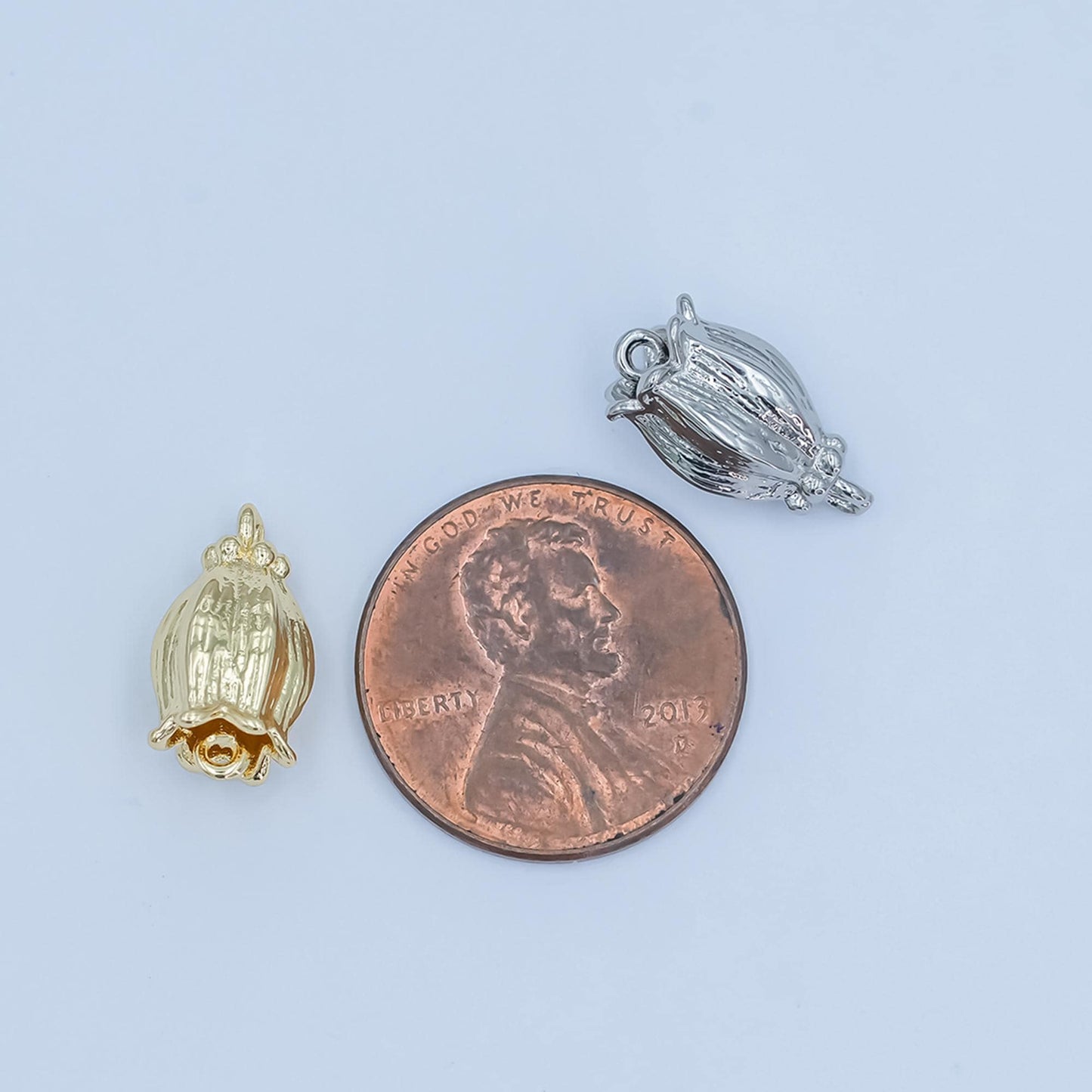 Tiny Gold Flower Bud Charm Connector for Bracelet Necklace Flower Rose Jewelry Finding | Y-012