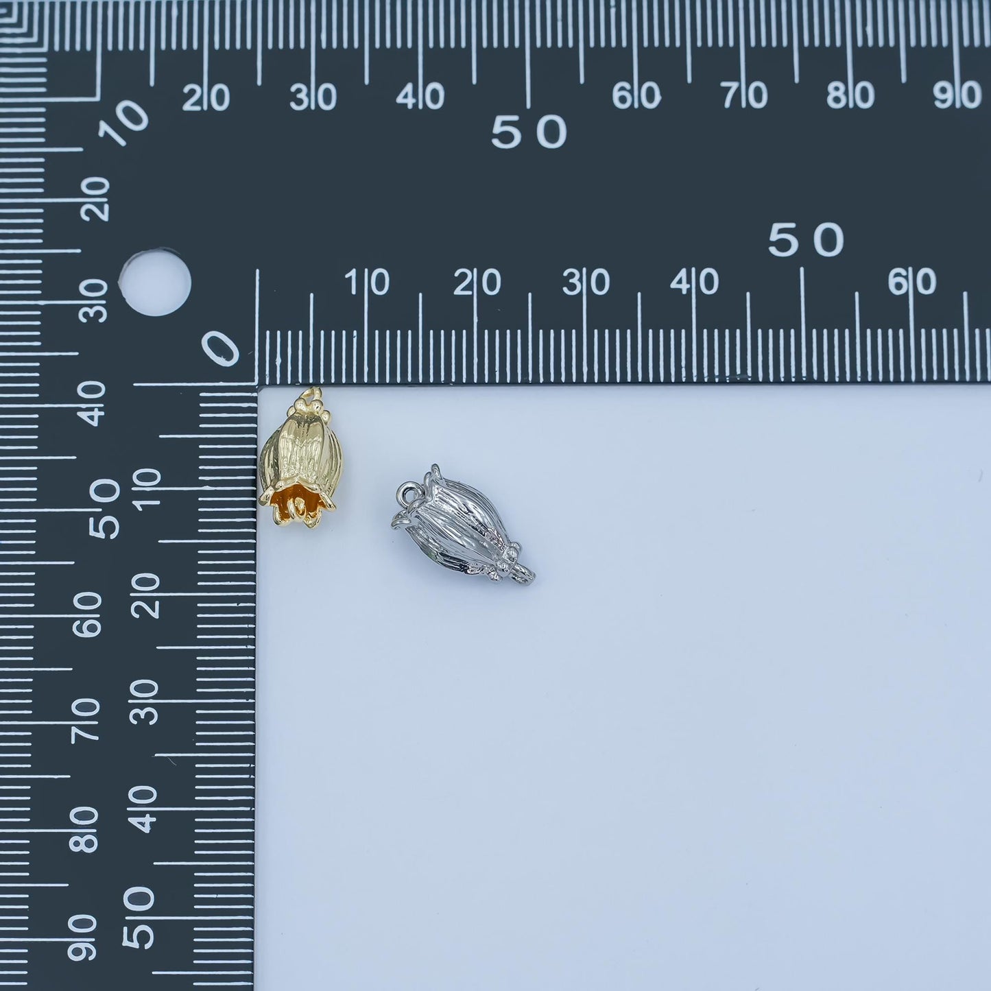Tiny Gold Flower Bud Charm Connector for Bracelet Necklace Flower Rose Jewelry Finding | Y-012