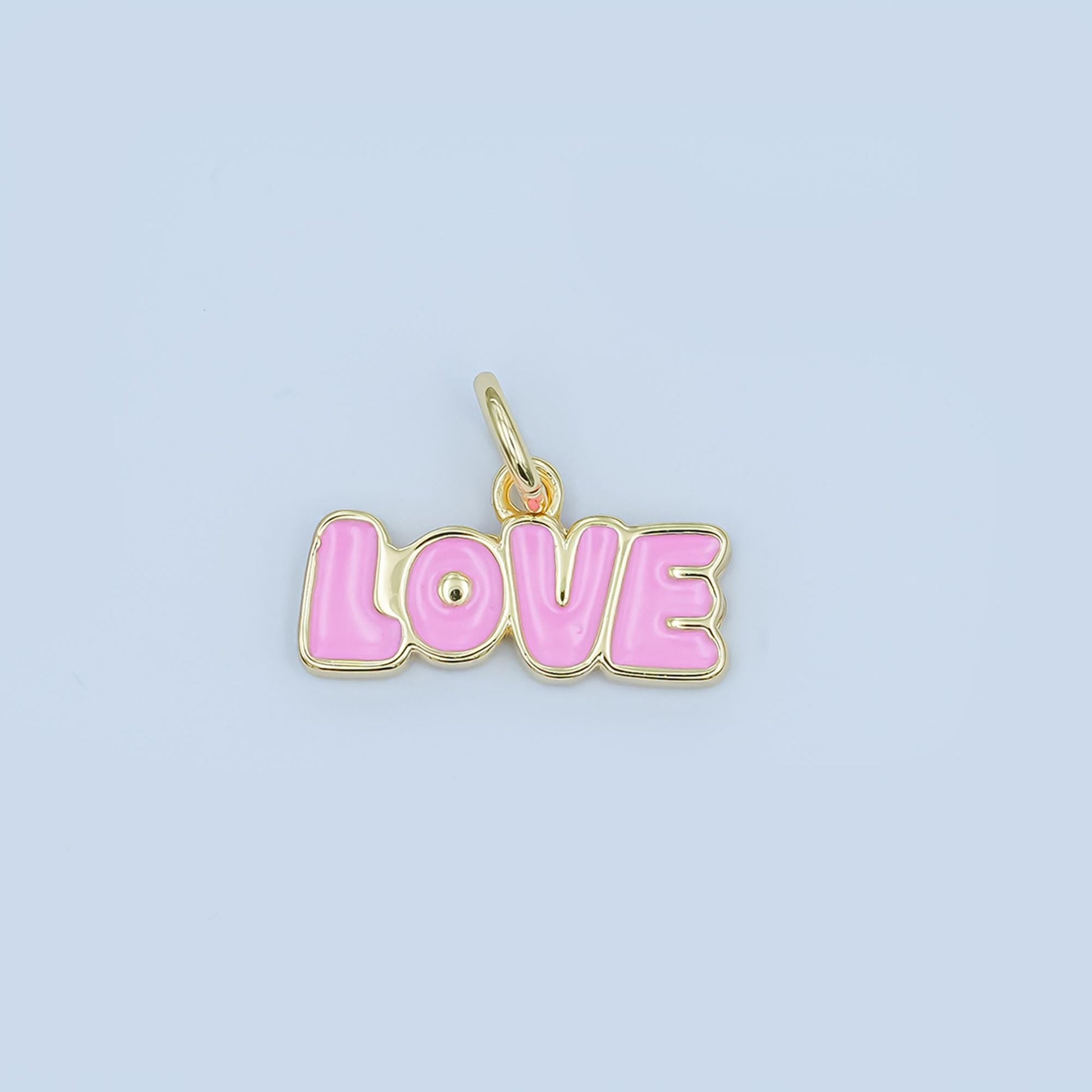 Dainty red pink Love charm enamel Words charm bracelet necklace pendant earring component supply N-087