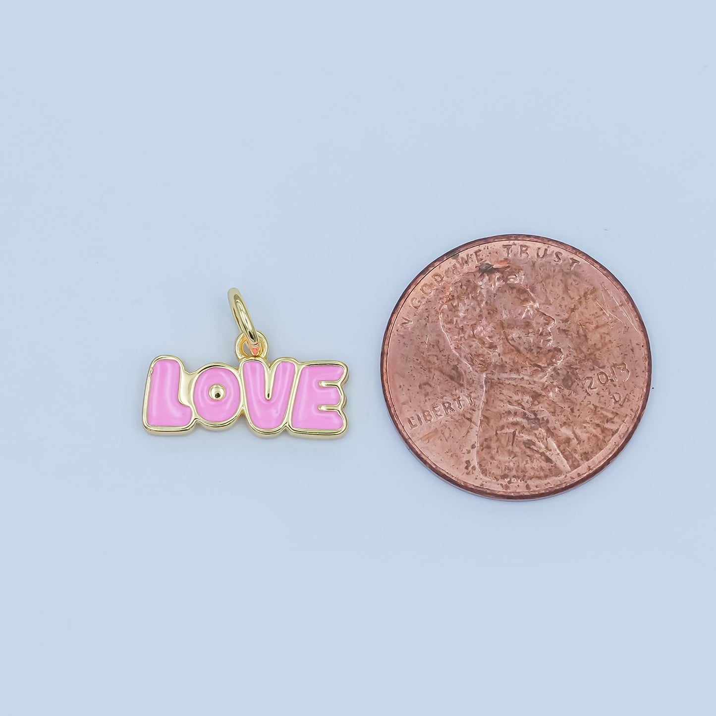 Dainty red pink Love charm enamel Words charm bracelet necklace pendant earring component supply N-087